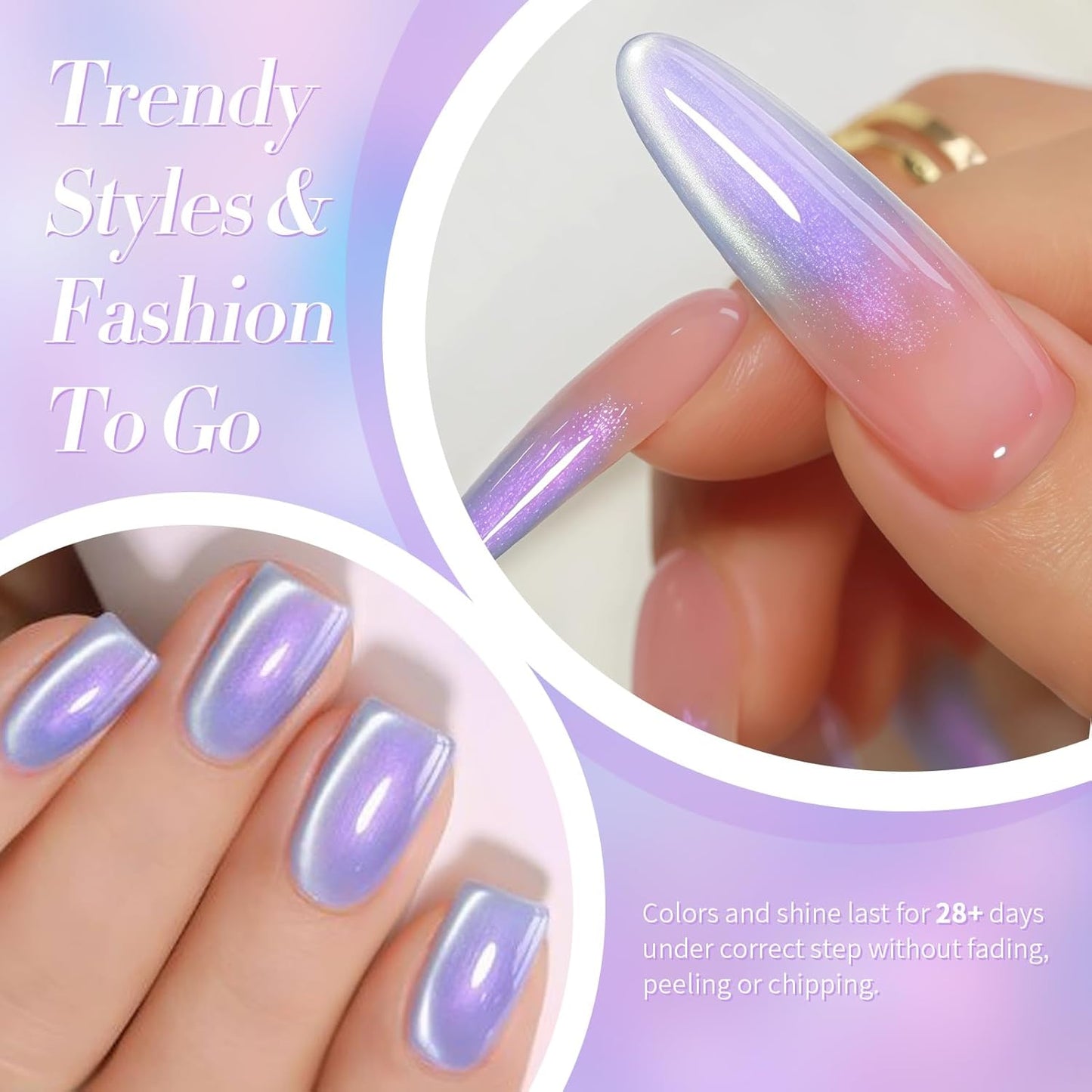 Born Pretty Cat Magnetic Eye Gel Nail Polish, Fairy Purple Glitter Cat Magnetic Gel Nail Polish for Nail Art Manicure Salon DIY at Home 15ML