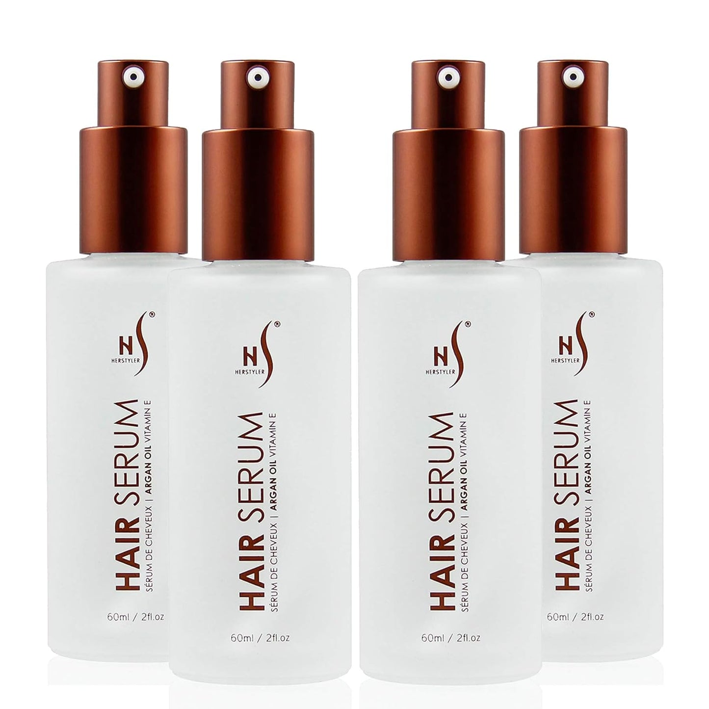 HerStyler Serum, 4 Pack - Hair Styling Agent with Argan Oil for Dry, Damaged Hair - Frizz Control Serum for Straightening, Shine, Trendy Tresses