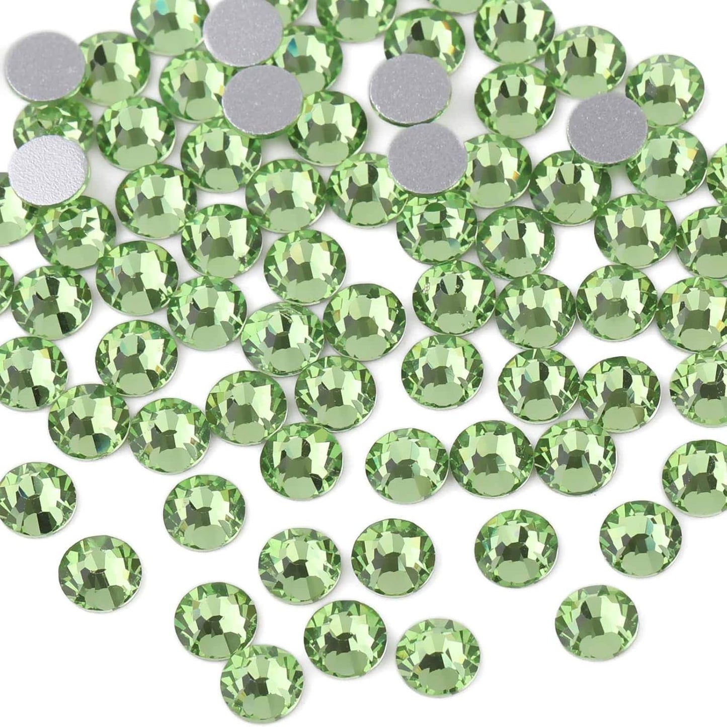 Beadsland 1440pcs Flat Back Crystal Rhinestones Round Gems for Nail Art and Craft Glue Fix,Light Green,SS20,4.6-4.8mm