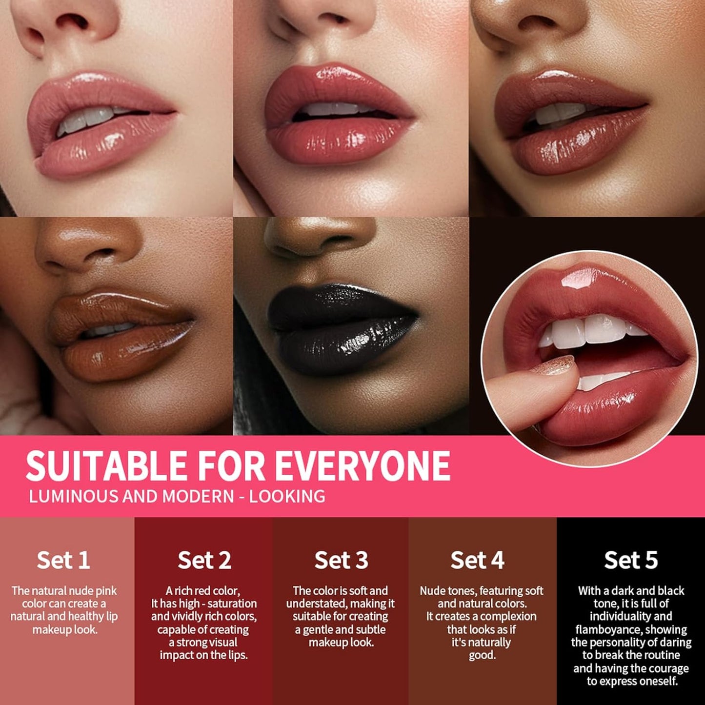 3PCS Black Lip Liner and Lipstick Set – Bold Matte Lipstick, Precision Liner & High-Shine Gloss for Gothic, Halloween, Cosplay & Editorial Looks – Long-Lasting, Smudge-Proof Lip Makeup Kit (Black)