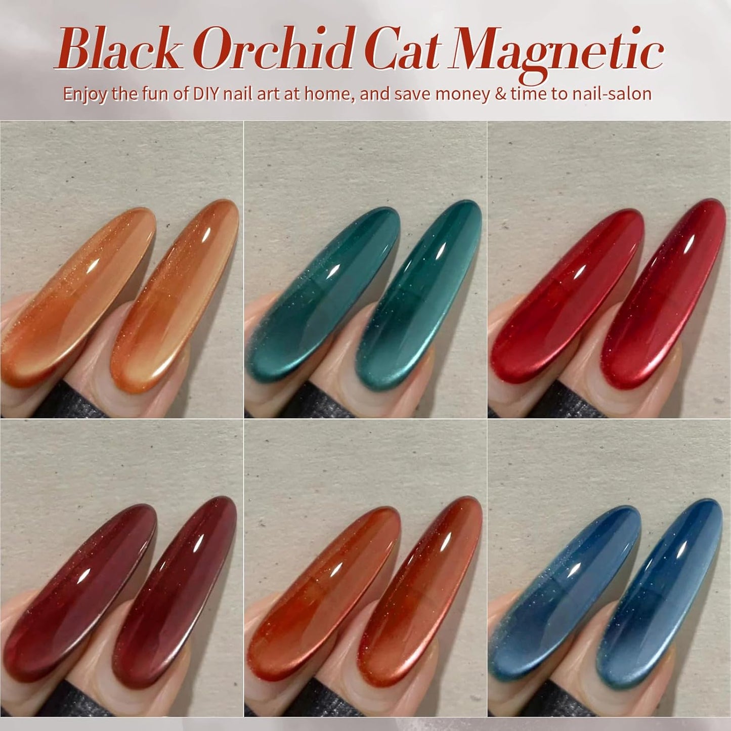 Born Pretty Magnetic Gel Nail Polish Water Light Cat Magnetic Eye Gel Black Orchid Jelly Glass Crystal Nail Polish Glitter Shimmer Auroras Nail Art Manicure Kit 6PCS