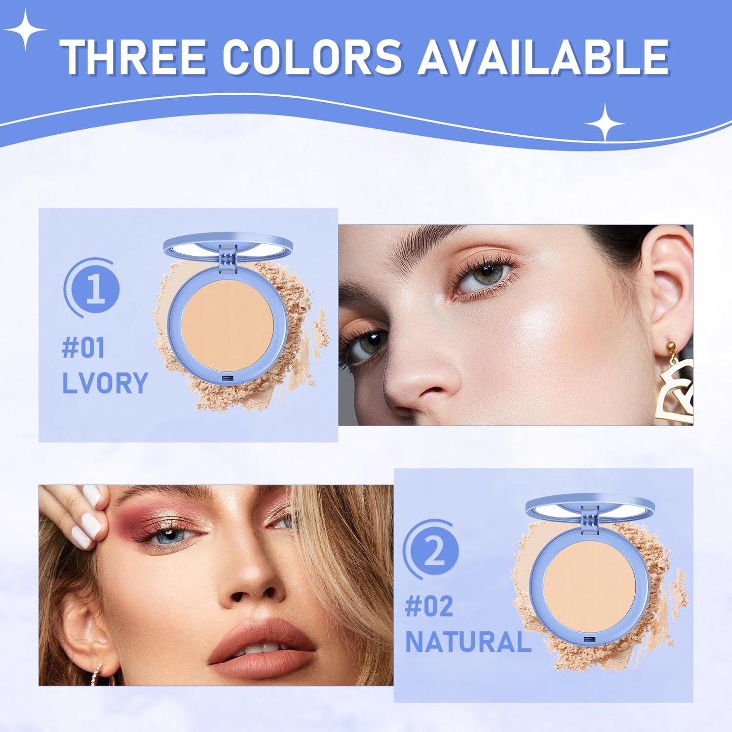 Maycheer Face Powder -Lasting Waterproof Face Powder-Maycheer Setting Powder Oil Absorbing Compact for Face, Lasting Waterproof Pressed Powder Compact (01# CALASSICIVORY)