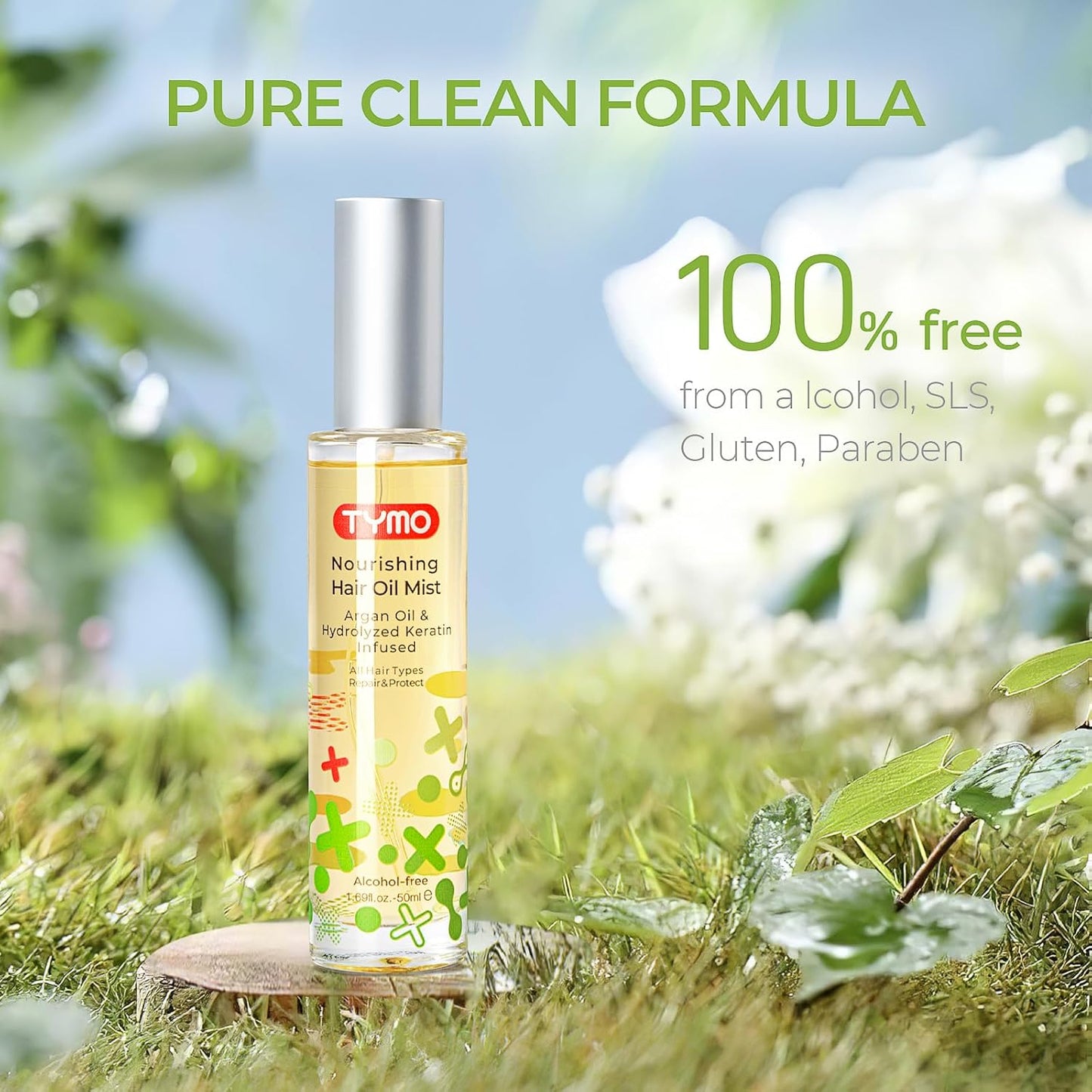 TYMO Argan Hair Oil Spray - Hydrating Veganic Natural 6 Blend Oil for Frizzy & Dry Hair, Organic Pure Formula, Daily Use Hair Treatment, Smooth Damaged Ends, Olive Oil & Vitamin E Infused, Pack of 2