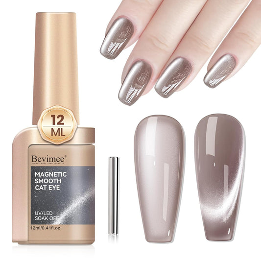 Cat Eye Gel Nail Polish 12ML, Crystal Moonlight Cateye Gel Polish With Magnetic Stick, Magnetic Glitter Holographic Nail Polish Glass Diamond Cats Eye Velvet Gray 1PC