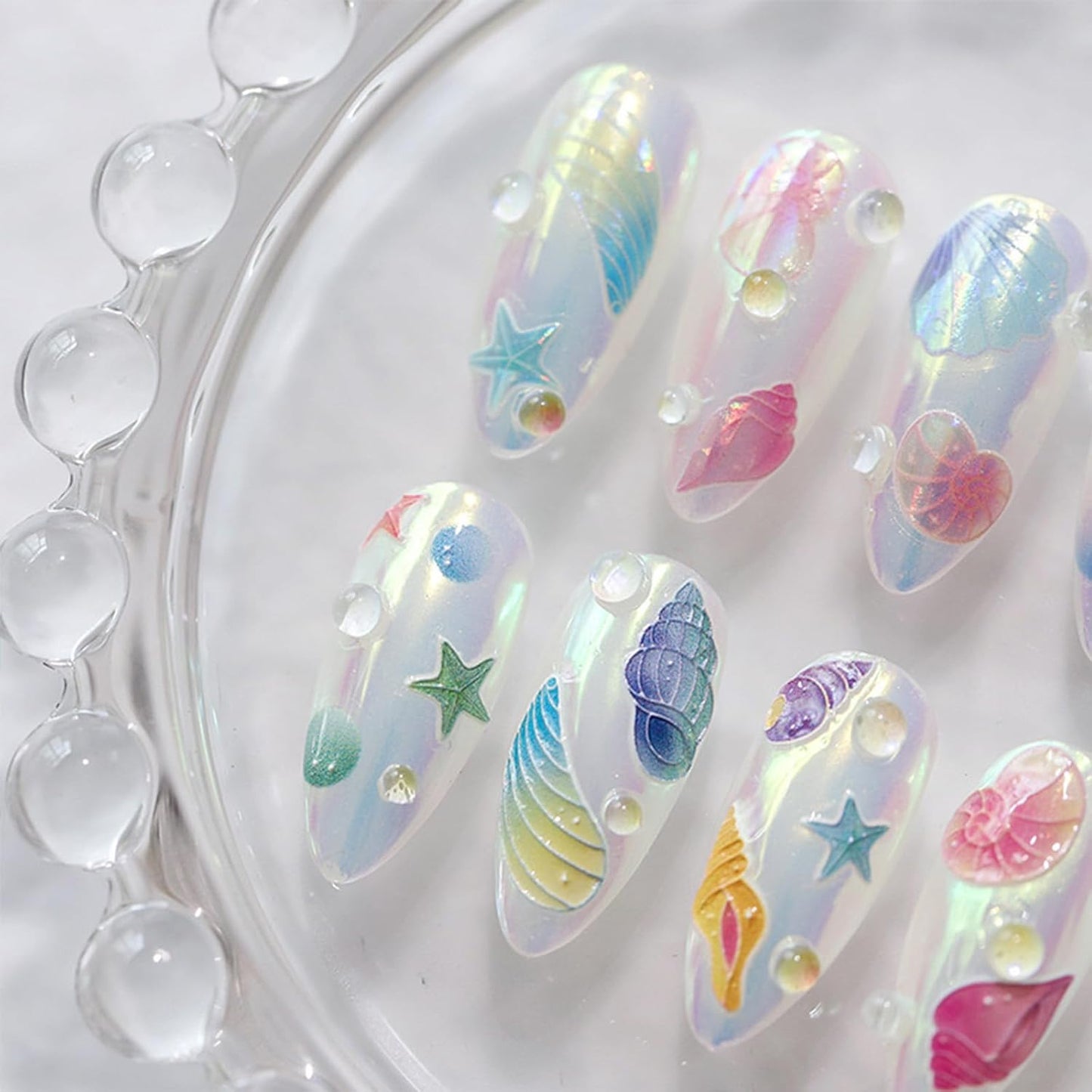 12 Sheets Ocean Nail Stickers Decals Summer Nail Decals for Nail Art 3D Self Adhesive Beach Nail Art Stickers Shellfish Starfish Designs Nail Art Supplies for Women Nail Manicure Decorations