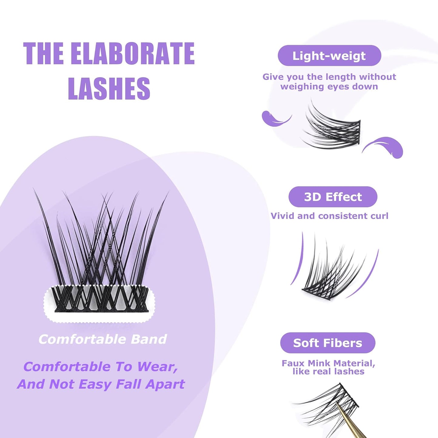 GAQQI Lash Clusters, Eyelash Clusters DIY Lash Extensions D Curl Cluster Lashes 120PCS 14MM Only, Natural and Wispy Individual Lash Wisps (GQ03,14mm,D Curl)