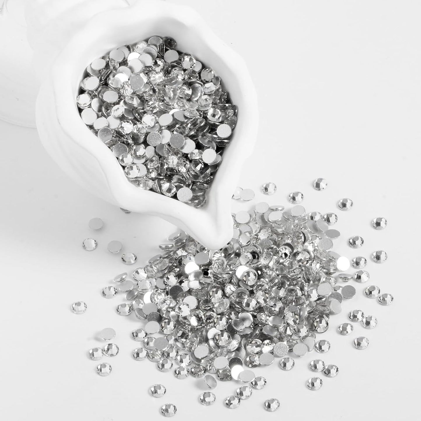 5000PCS SS6 Flatback Rhinestones | 12-Facet Diamond-Cut Glass Gems for Nail Art, Clothing, DIY Crafts |Glue-On Decoration Stones with Silver Backing(Crystal)