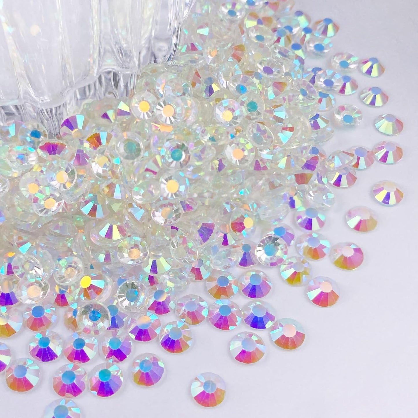 Flatback Glass Rhinestones,Bedazzler Gems 1440pcs Non Hotfix Crystal Rhinestones for Nail Charms Crafts Clothes Tumblers,Transparent AB,SS10