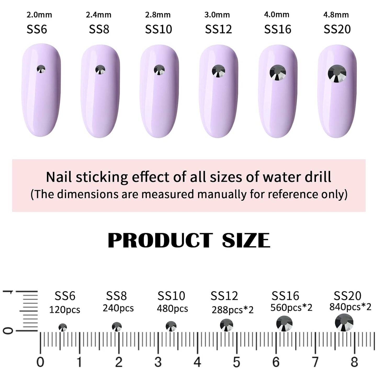 4240Pcs Jet Hematite Flatback Rhinestones 6 Sizes Crystal Diamonds for Nail Art Crafts Clothes Shoes with Tweezers and Picking Pen