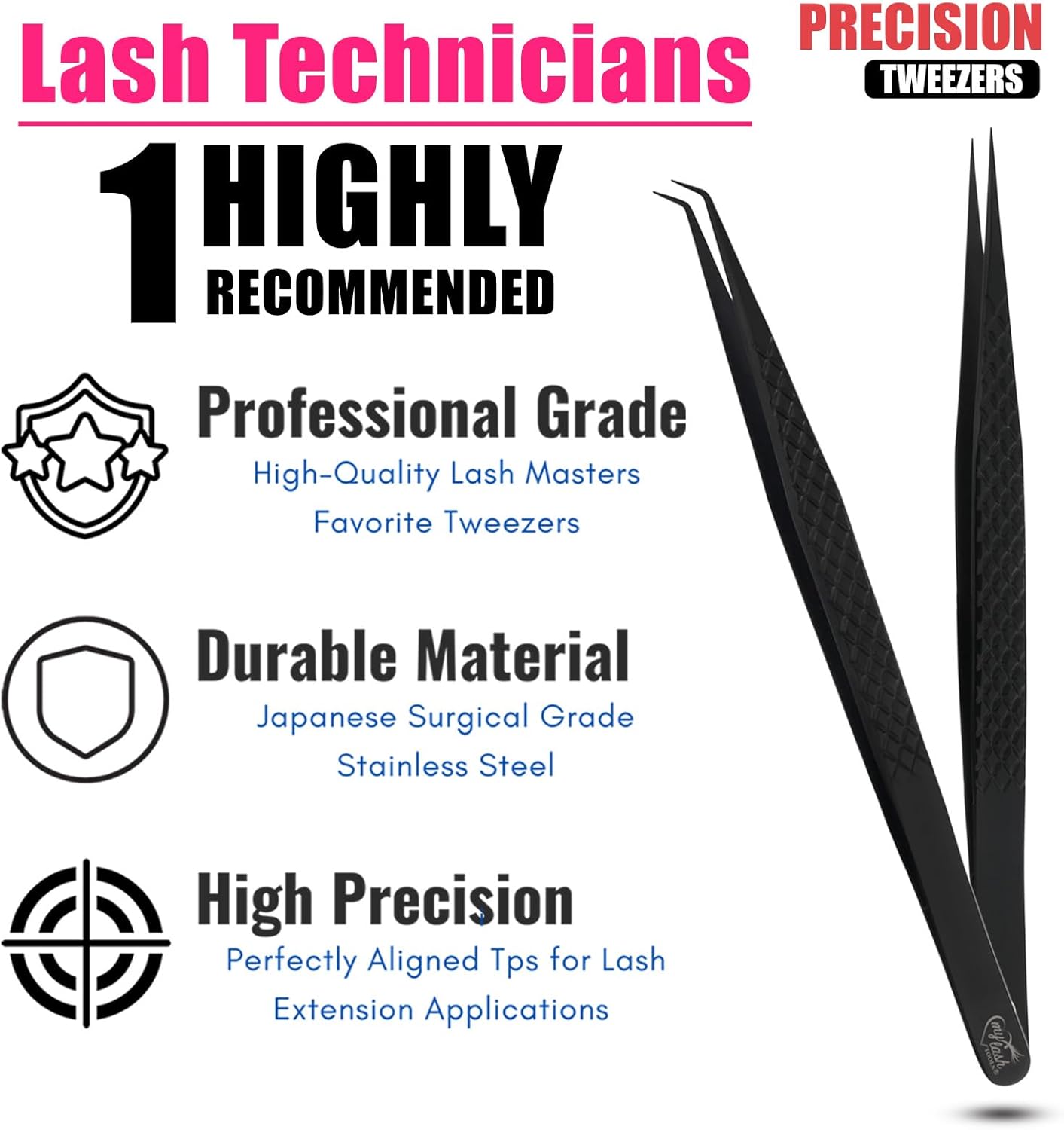 My Lash Tools Eyelash Extension Curved Degree & Straight Tweezers set for Isolation Lash Extensions 14cm, Best for Individual Isolation & Classic Lashes Stainless Steel Eyelash Twisers (Tweezers set)