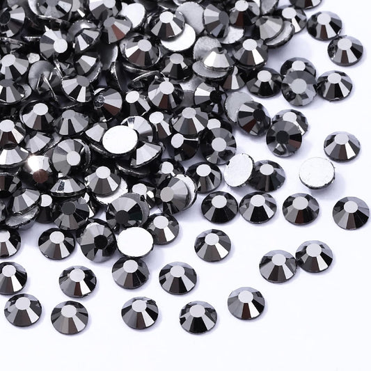 Black Hematite Flatback Rhinestones, Glass Rhinestones for Nail Art and Craft, Glue Fix, Loose Crystal Gemstones(Black Hematite, SS20, 1440pcs, 4.6-4.8mm)