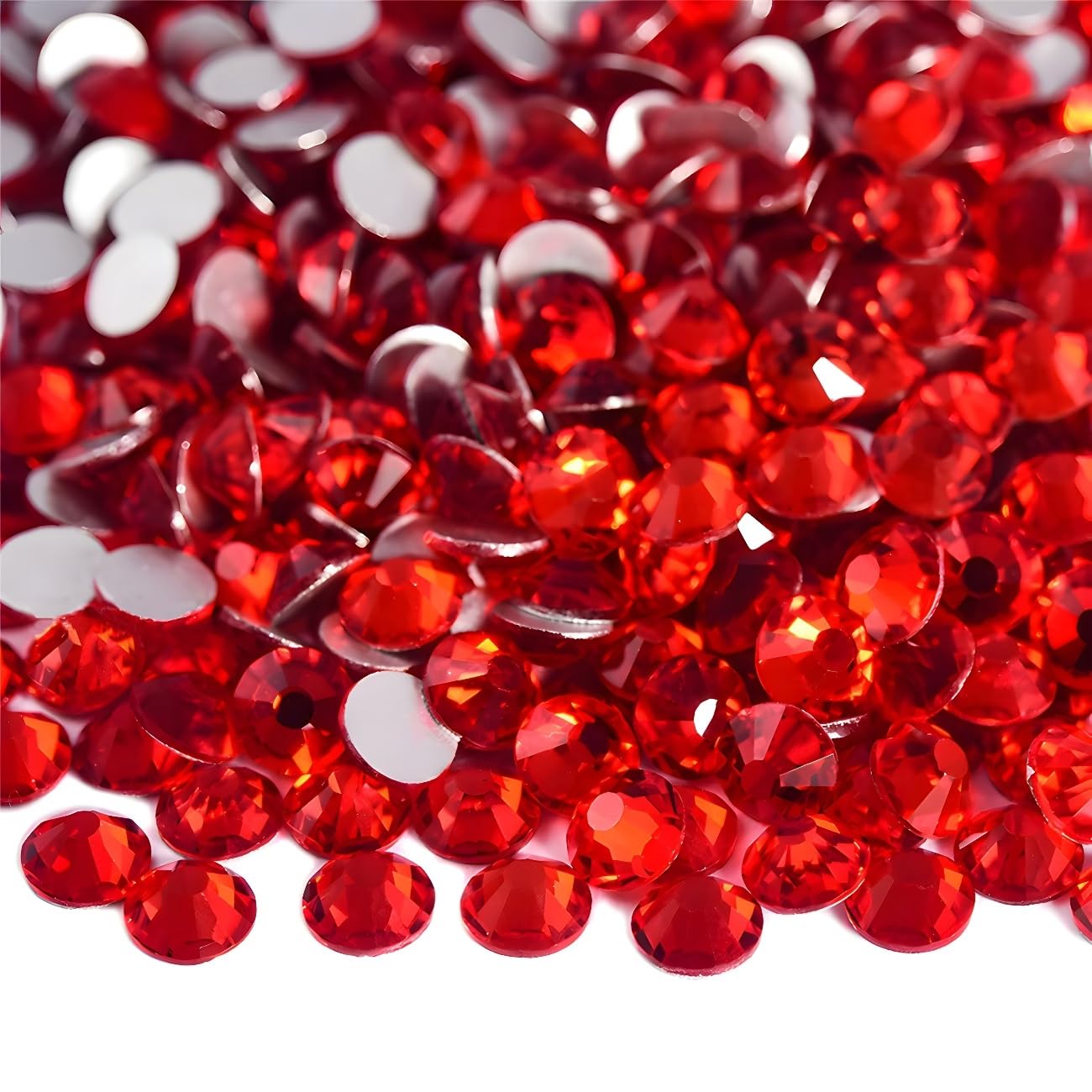 Flatback Rhinestones Round Gems for Nails Art and Crafts 4000Pcs SS6 2mm Glitter Crystals Stone DIY Bags Clothes Shoes (Light Red)