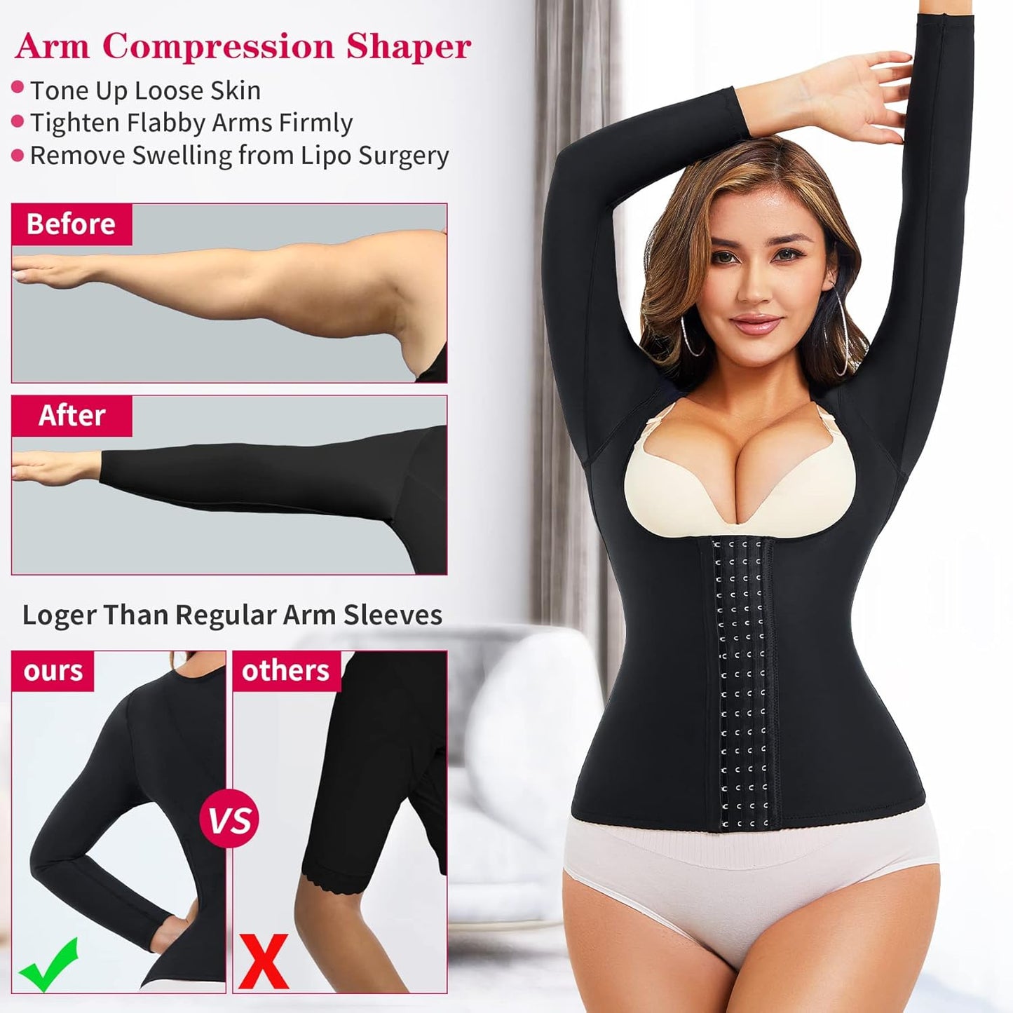 Gotoly Women Waist Trainer Corset Tummy Control Shapewear Upper Arm Shaper Post Surgical Slimmer Compression Tops
