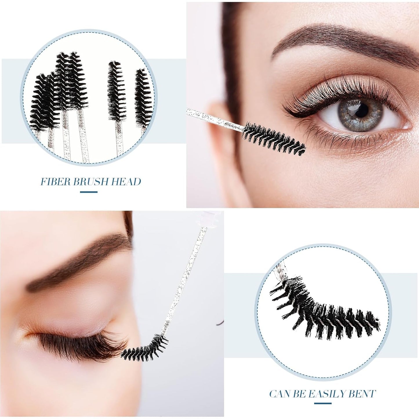 Patelai 80 Pieces Disposable Mascara Brushes Tubes Set, 40 Pcs Empty Mascara Wand Tube with 40 Pcs Eyelash Brush Makeup Tool for Eyelash Extension (Black Sequins Style)