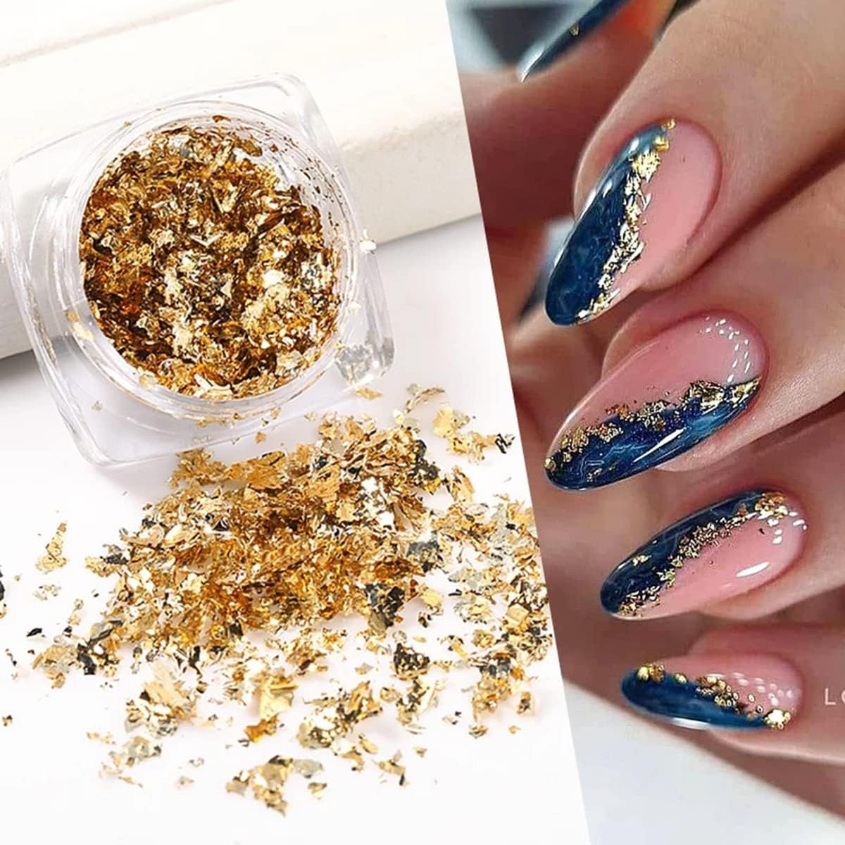 Holographic Nail Foil Glitter Flakes 3D Sparkly Aluminum Foil Flake Gold Silver Nail Glitter Foil Flakes Nail Art Supplies Mirror Powder Sequins Nail Glitter for Acrylic Nails Design (4Boxes)