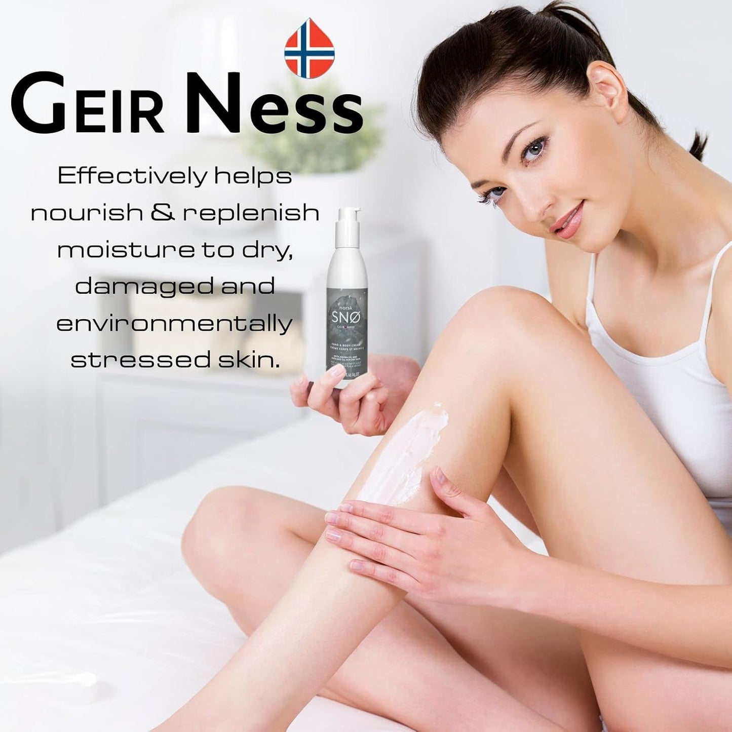 Geir Ness NORSK SNØ Hand & Body Cream - Dry Skin Lotion - Single Use Deep Moisturizer with Essential Oils