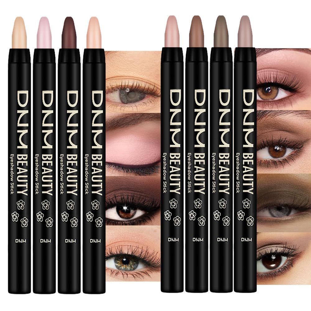 8Pcs Cream Eye Shadow Sticks Makeup for Women, Matte Shimmer Eyeliner Pencil Eyeshadow Brightener Stick for Eyes, Waterproof Eyeshadow Applicator Blendable sombras para ojos Set13#