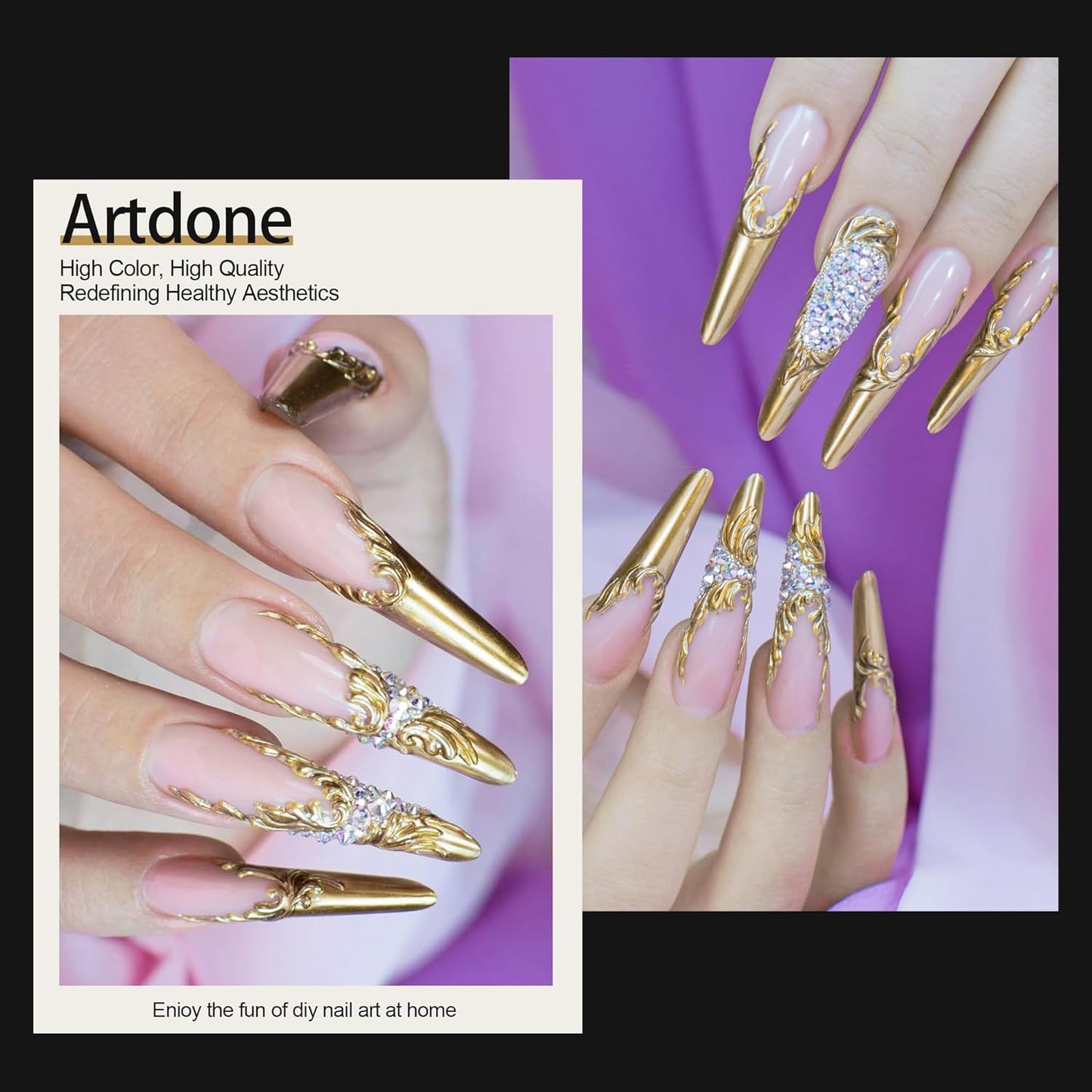 Artdone Chrome Nail Powder, Light Gold Iridescent Aurora Powder Metallic Mirror Effect Pigment Pearlescent Mermaid Pigment Pearl Glitter Dust Kit, Nail Art Decoration, Resin Craft