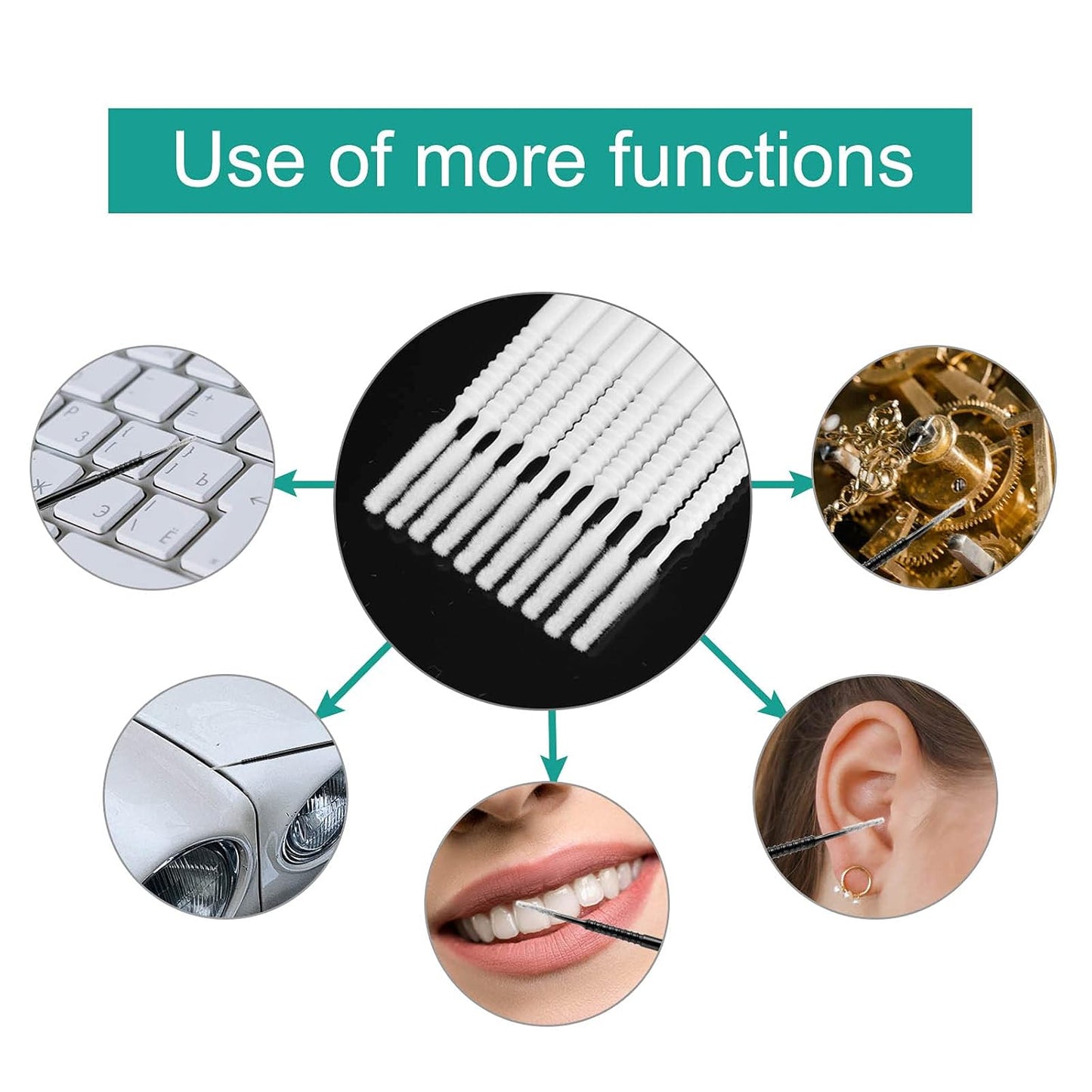 200PCS Micro Applicators Brushes Mini Cotton Swabs Remove Grafted Eyelash Glue Dedicated Brush Disposable Microswabs for Eyelash Extensions Make up and Lash Clean and Personal Care (White 1)