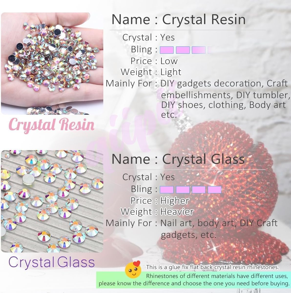 AB Crystal Resin Rhinestones w B7000 Jewelry Glue for Bedazzling Crafting Crystal White AB Flatback Stones 3mm 4mm 5mm 6mm Diamonds Crystals Gems Charms for Nails Face Makeup Tumblers Crafts