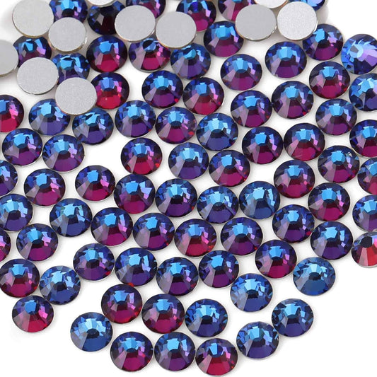 beadsland Flat Back Crystal Rhinestones Round Gems, Blue Volcano (6.4-6.6mm) SS30/288pcs)