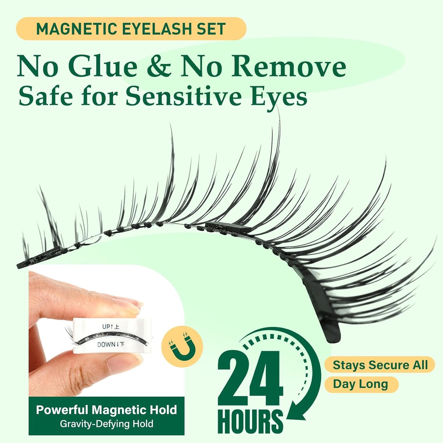 KEYYOU Reusable Magnetic Eyelashes 2 Pair with Applicator No Glue Needed 3D Natural Magnetic Lashes, Easy to Apply & Long Lasting for Daily Use & Events(A03+A03)