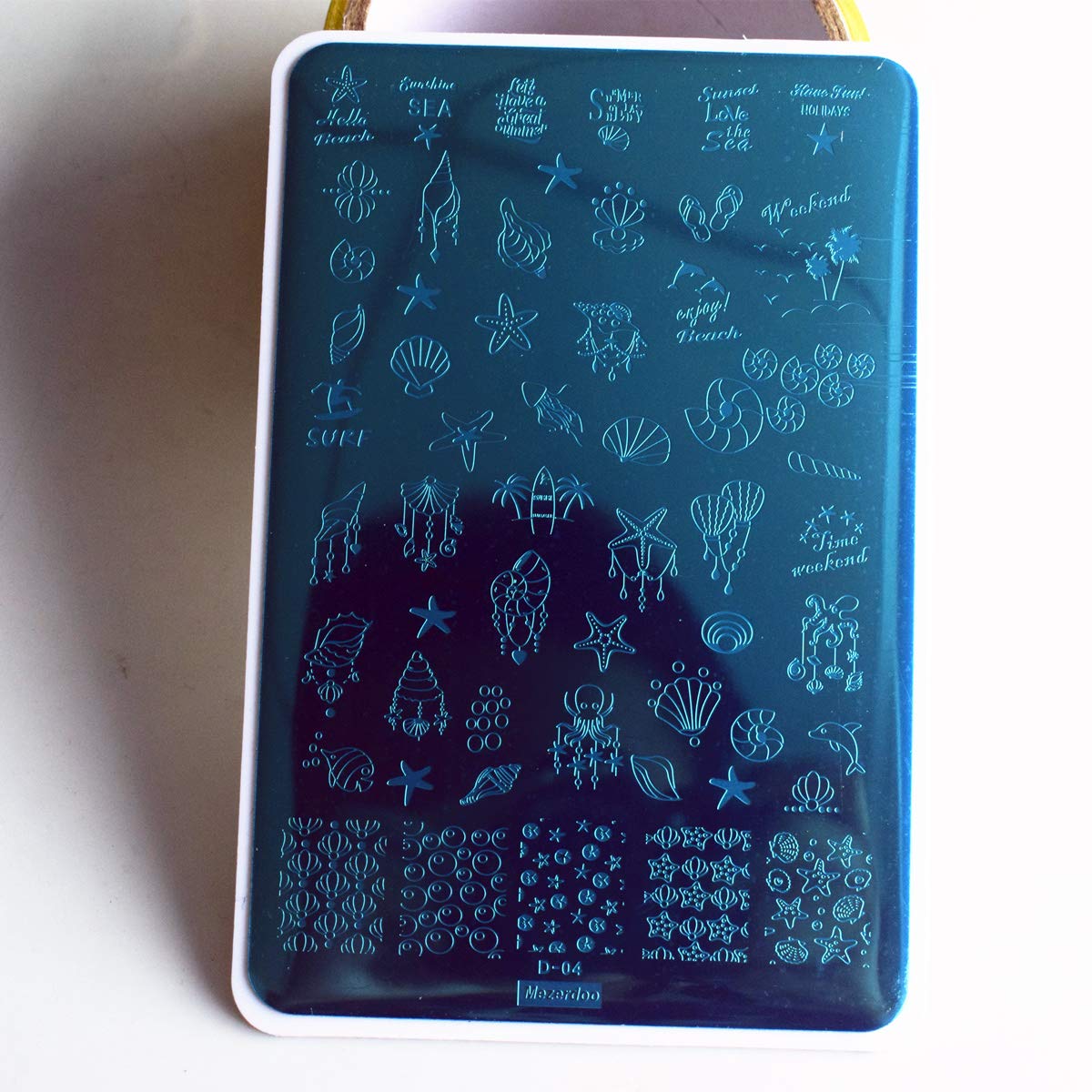 2pcs Sun Moon Star Nail Plates Stamping Set Sea Shell Pattern Stamp Templates Geometry Flowers Nail Art Stamper Plates for DIY Print Manicure Salon Design Gift Supplies 9.5x14.5CM