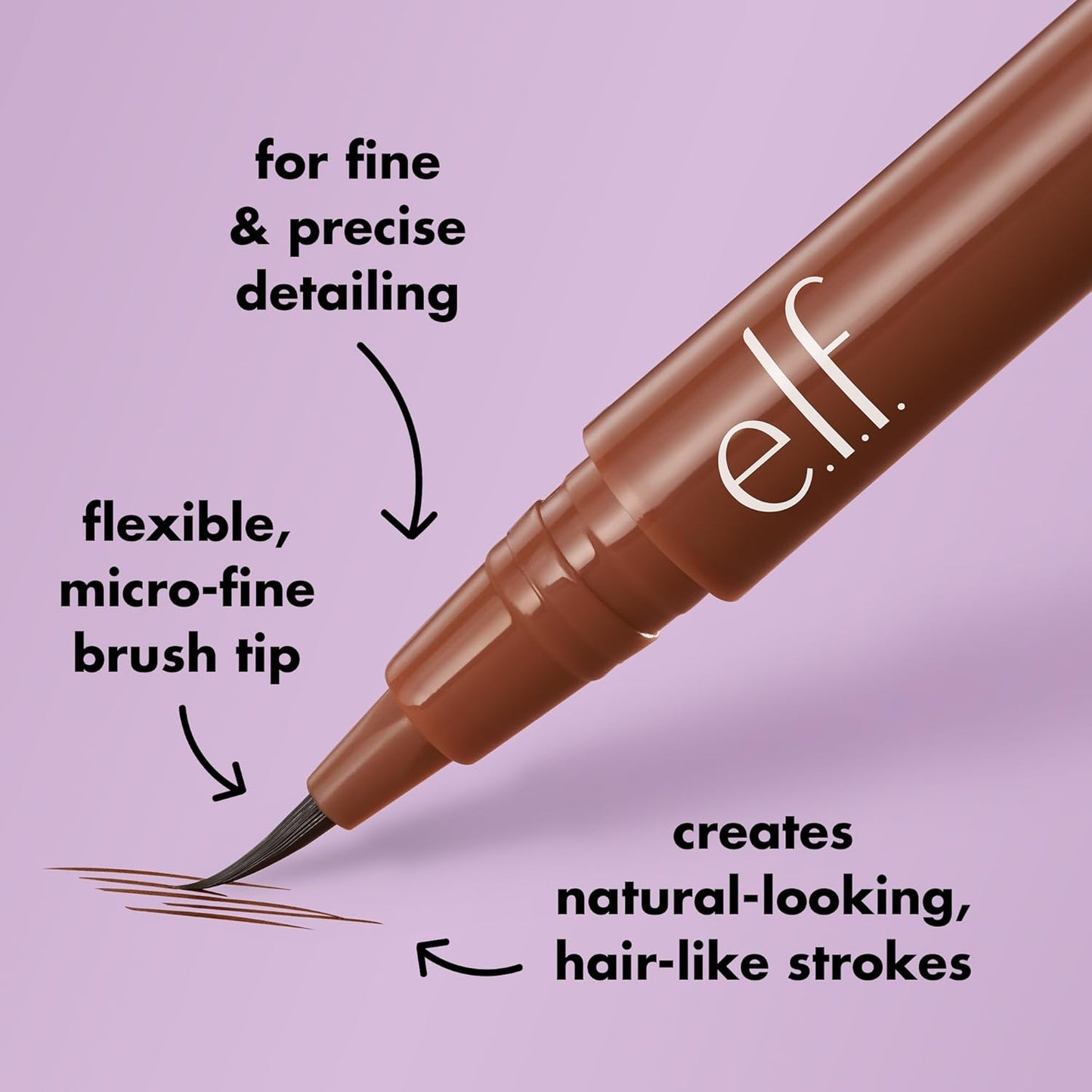 e.l.f. Holy Strokes Micro-Fine Brow Pen, Liquid Waterproof Eyebrow Makeup For Detailing & Adding Dimension, Vegan & Cruelty-Free, Soft Brown