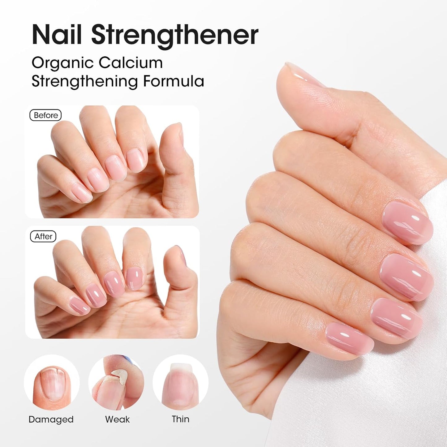 GELLEN 4-In-1 Dusty Purple Rose Illuminating Nail Concealer Base Coat Polish, Fall Sheer Mauve Nail Strengthener Ridge Filler for Nails, Smoothes Strengthens Nails, Quick Dry, Hema Free Non-toxic