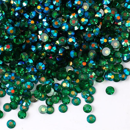 1500 Pieces SS16 4mm Flatback Rhinestones AB Clear Round Gems Crystals for Nail Art DIY Crafts Clothes Shoes Bags （Transparent Dark Green AB）