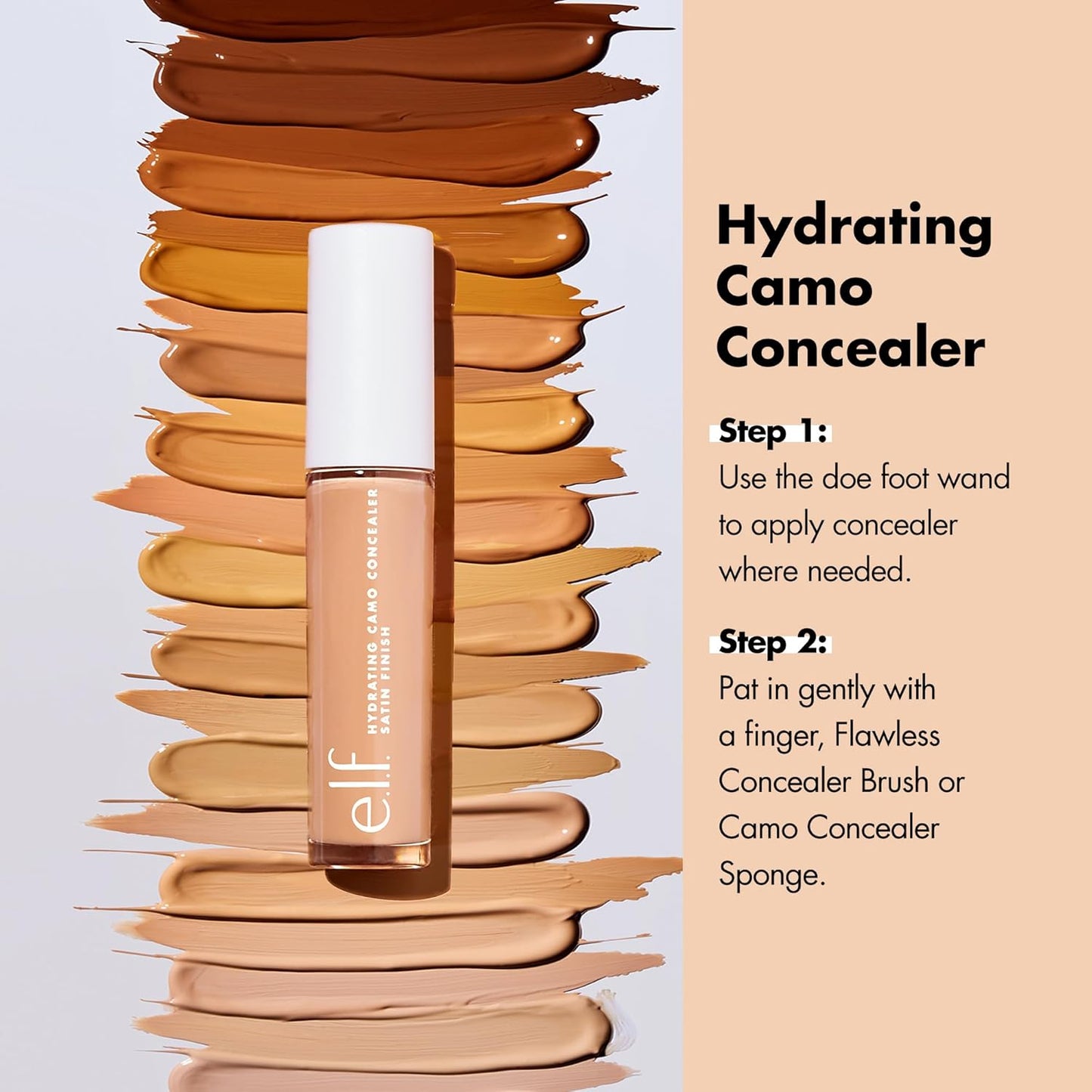 e.l.f. Hydrating Camo Concealer, Covers Blemishes & Under-Eye Circles, Full-Coverage & Delivers A Satin Finish, Vegan & Cruelty-Free, Fair Rose