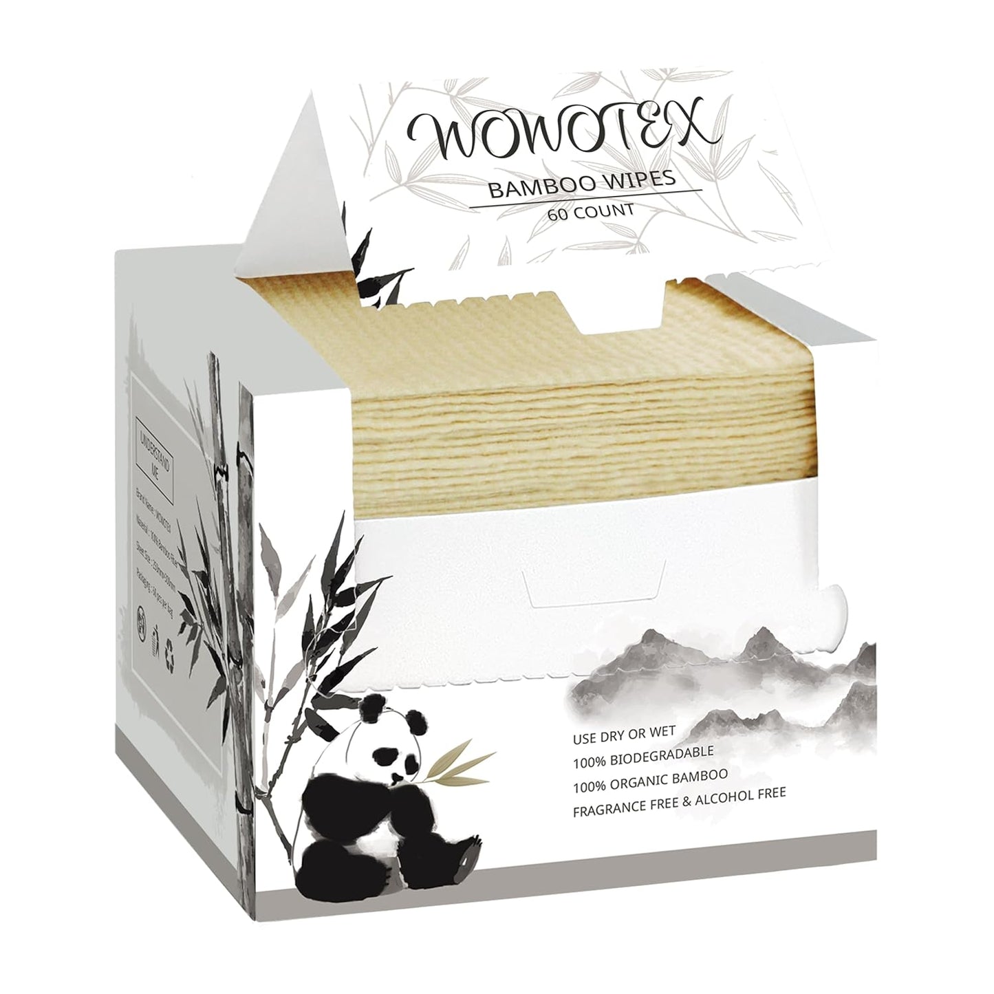 Bamboo Rayon Disposable Face Towel Biodegradable Large Dry Face Wipes 60 Count/1 Box Extra Thick Soft Clean Facial Towels for Sensitive Skin, Makeup Removing, Facial Cleansing, Nursing, Travel