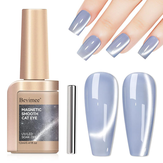 Cat Eye Gel Nail Polish Blue, Magnetic Cateye Gel Polish Sheer Blue Glitter Holographic With Magnet for Nail Salon DIY At Home