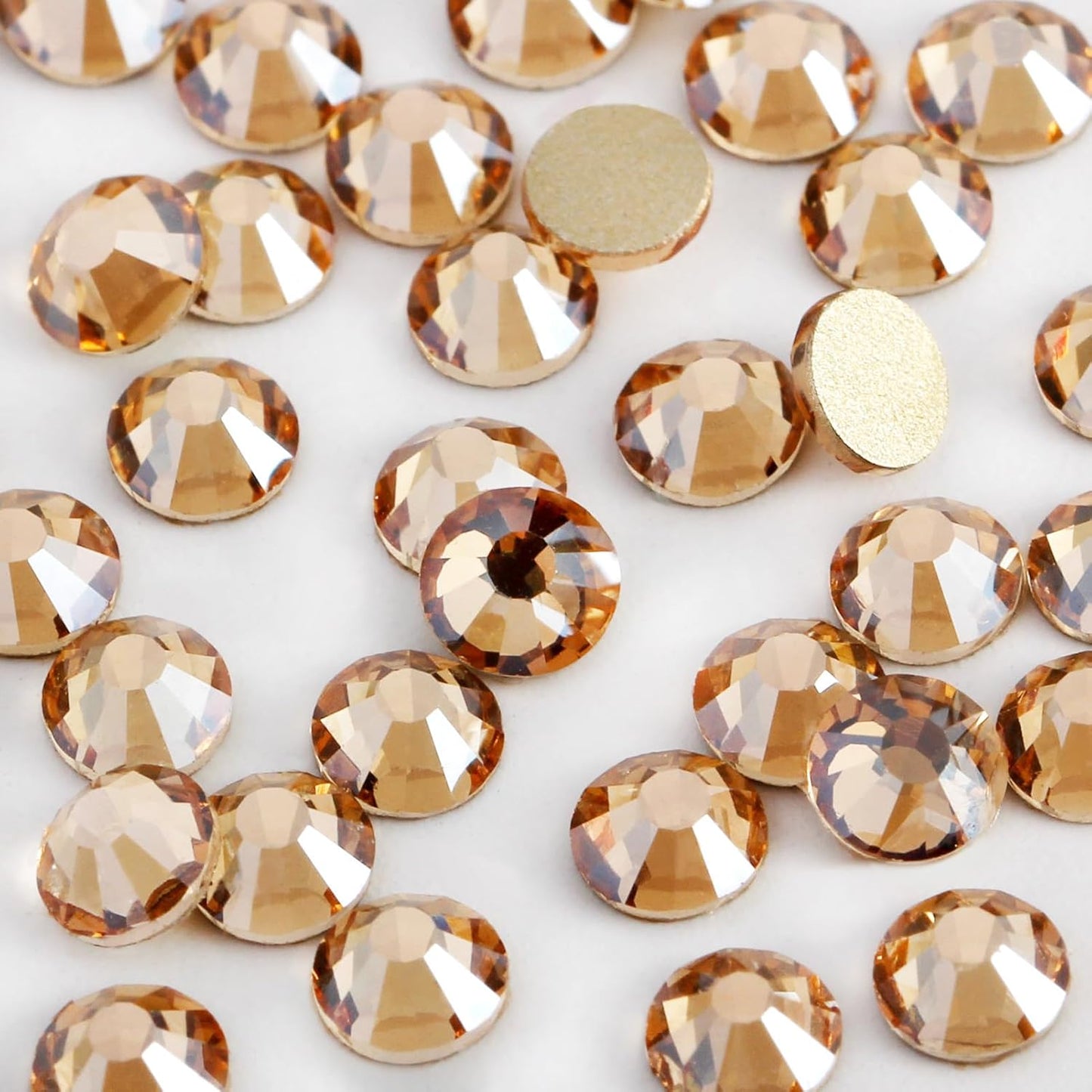 2000 PCS SS12 Flatback Rhinestones,12-Facet Diamond-Cut Glass Gems for Nail Art,Clothing,DIY Crafts,Glue-On Decoration Stones with Silver Backing,Golden Shadow