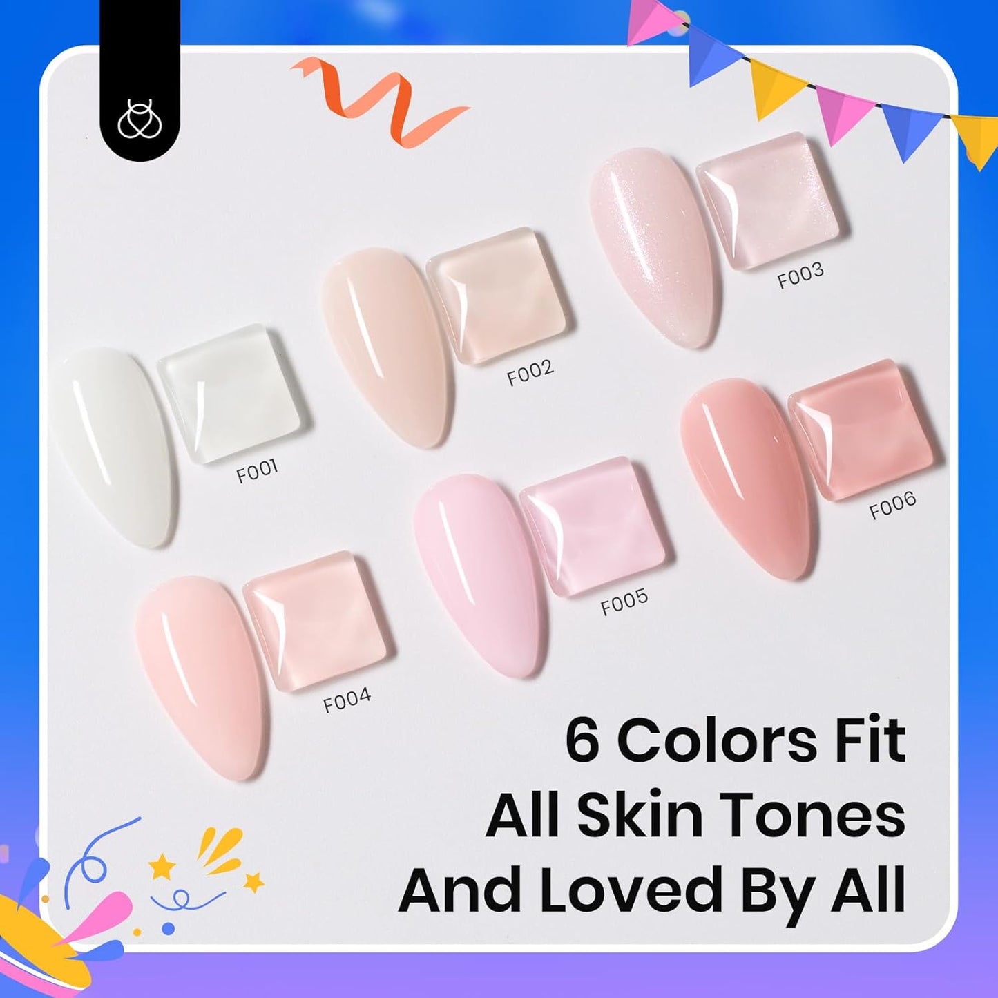 Beetles Rubber Base Builder Nail Gel - White Nude Pink Glitter French Tip Base Color Gel Polish Set for Manicure Strengthener Long Lasting Soak Off U V LED Nail Art