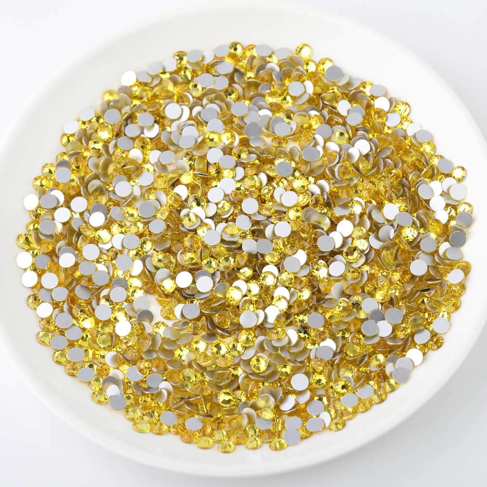 beadsland Flat Back Crystal Rhinestones Round Gems, Lemon Yellow (4.6-4.8mm) SS20/1440pcs