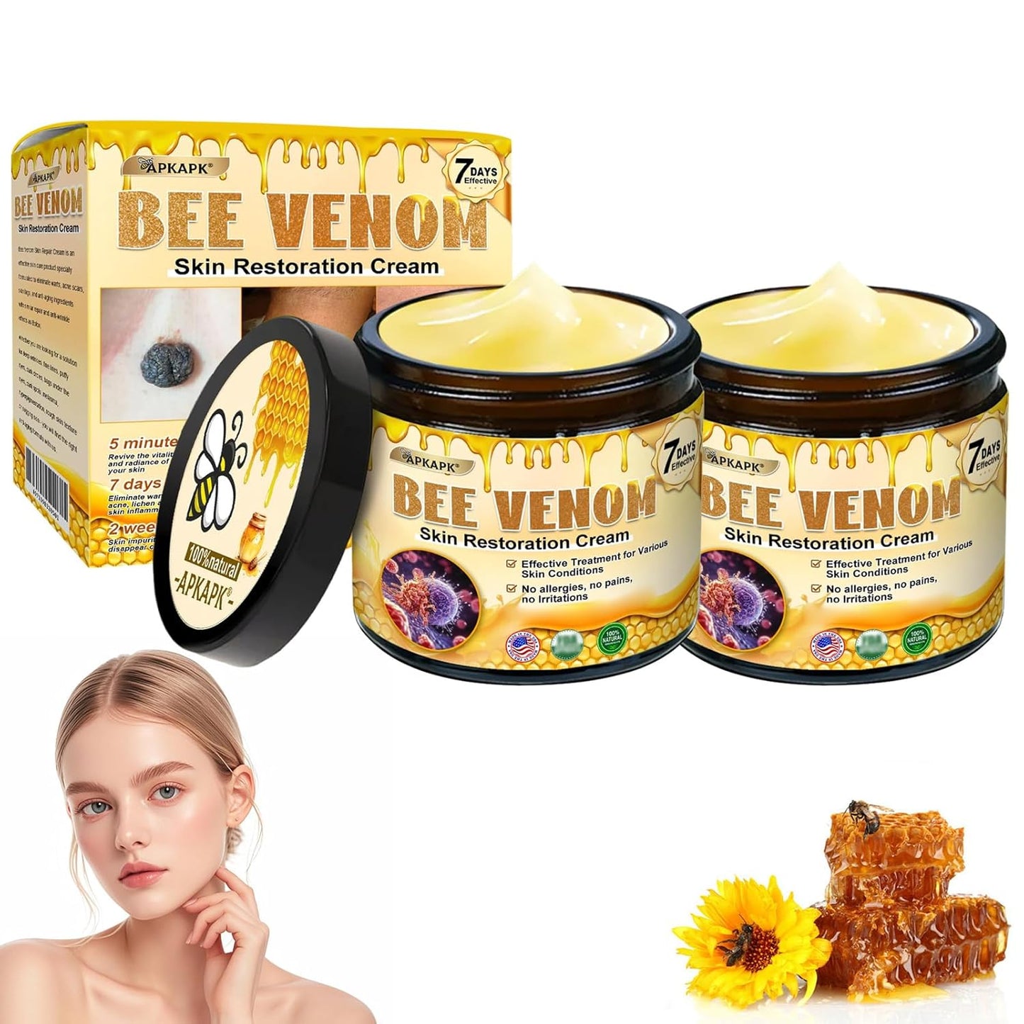 Bee Venom Skin Restoration Cream, Bee Venom Skin Treatment Cream, Professional Bee Venom Comprehensive cream - Anti-Wrinkle Moisturizing for All skin Typess (2)