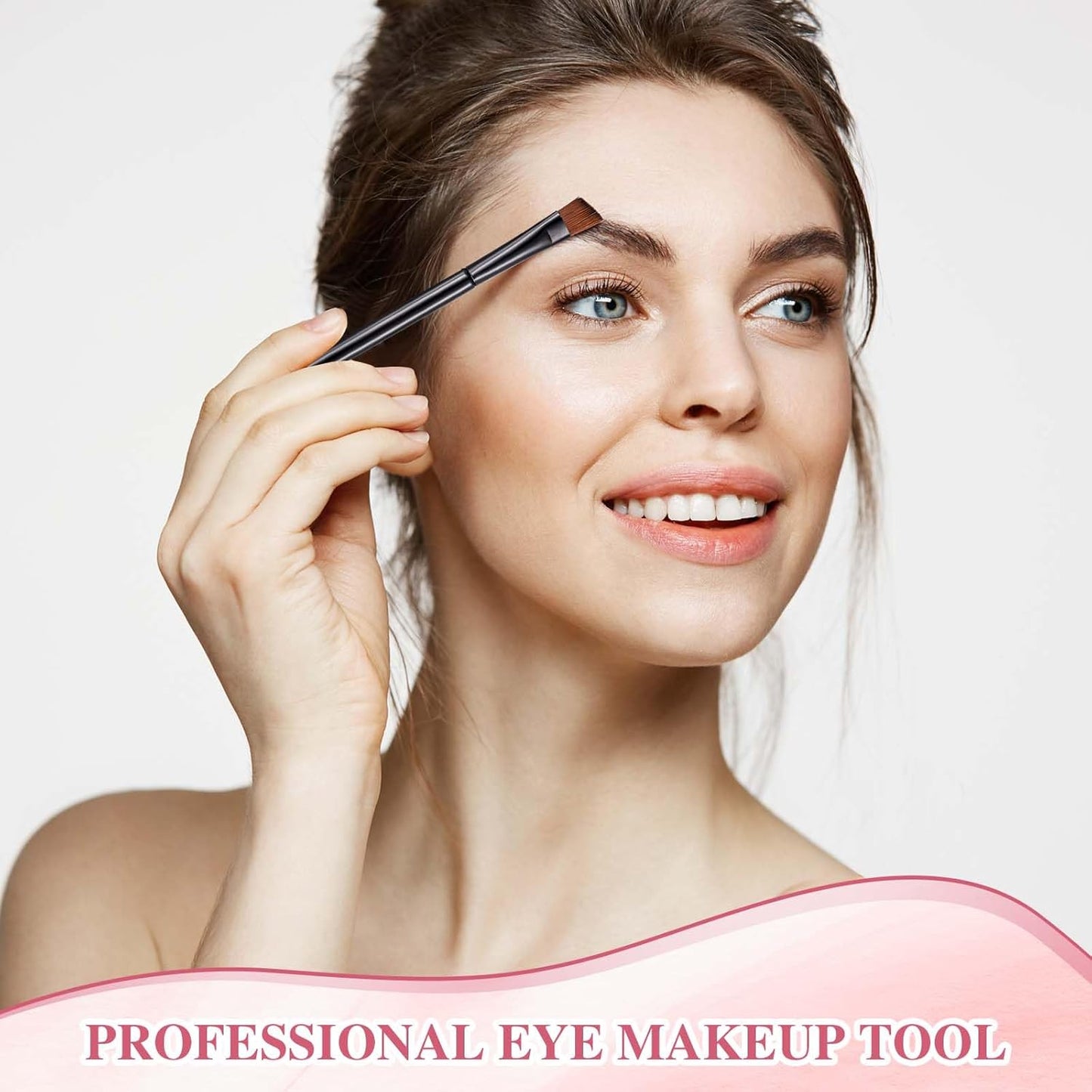 cobee 200 Pcs Disposable Angled Eyebrow Brushes Bulk, Soft Nylon Bristles Eyeliner Makeup Brushes Eyeshadow Applicator