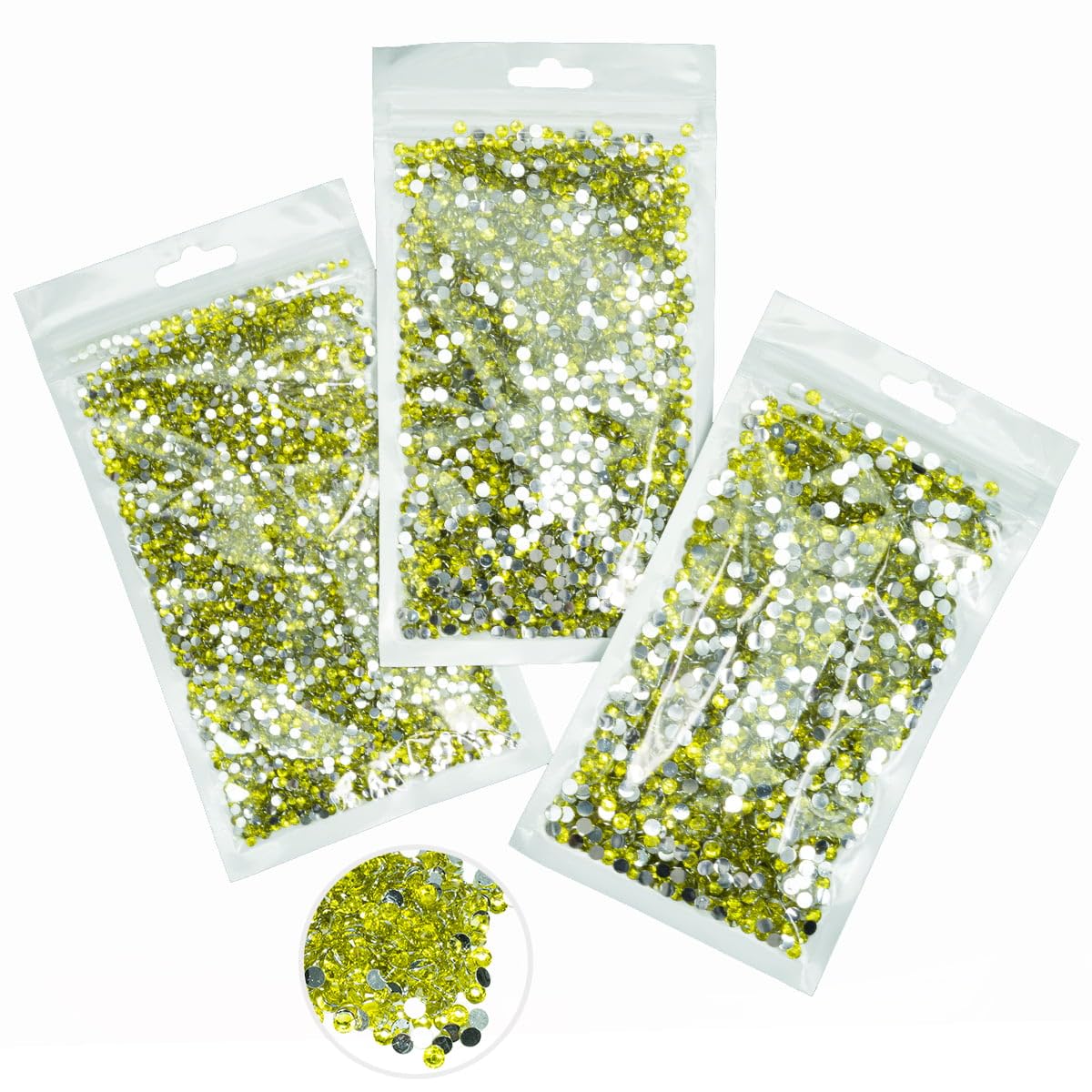 16000PCS Lemon Yellow Crystal Resin Rhinestones for Crafting 3mm 4mm 5mm Flatback Stones Non-Hotfix Diamonds Crystals Gems Charms for Nails Face Eyes Makeup Tumblers Bottles DIY Crafts Clothes Shoes
