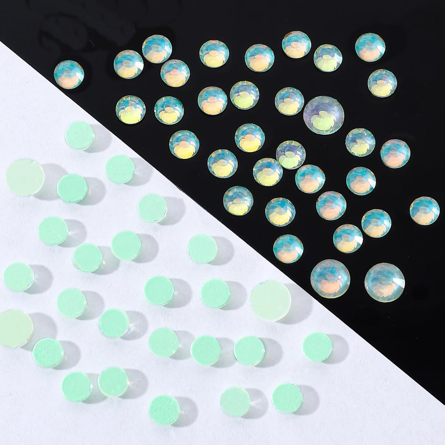 F Light Green Flatback Rhinestones, Glass Rhinestones for Nail Art and Craft, Glue Fix, Loose Crystal Gemstones(F Light Green, SS30, 288pcs, 6.4-6.6mm)