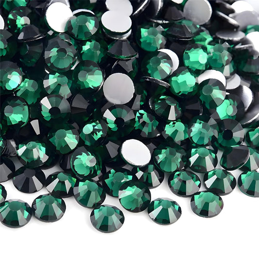 Flatback Rhinestones Round Gems for Nails Art and Crafts 4000Pcs SS12 3mm Glitter Crystals Stone DIY Bags Clothes Shoes (Dark Green)