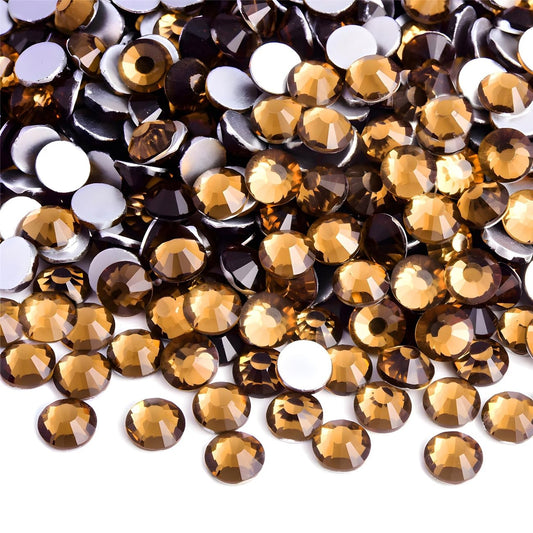 Flatback Rhinestones Round Gems for Nails Art and Crafts 2000Pcs SS16 4mm Glitter Crystals Stone DIY Bags Clothes Shoes (Coffee Yellow)