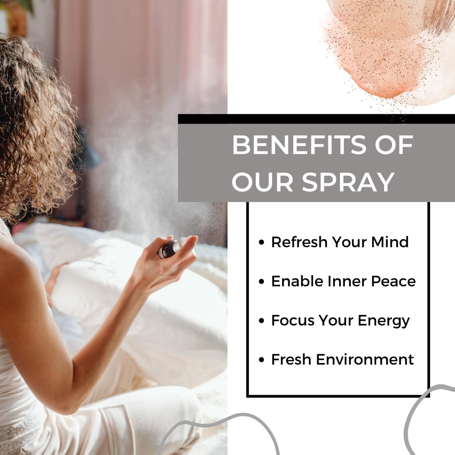 Benatu Lavender Sandalwood Essential Oil Blend Spray for Body and Hair, Multi-Use Natural Relax Scent Aromatherapy Room Mist for Pillow, Fabric, Bedding, Linen, Car 4 fl oz