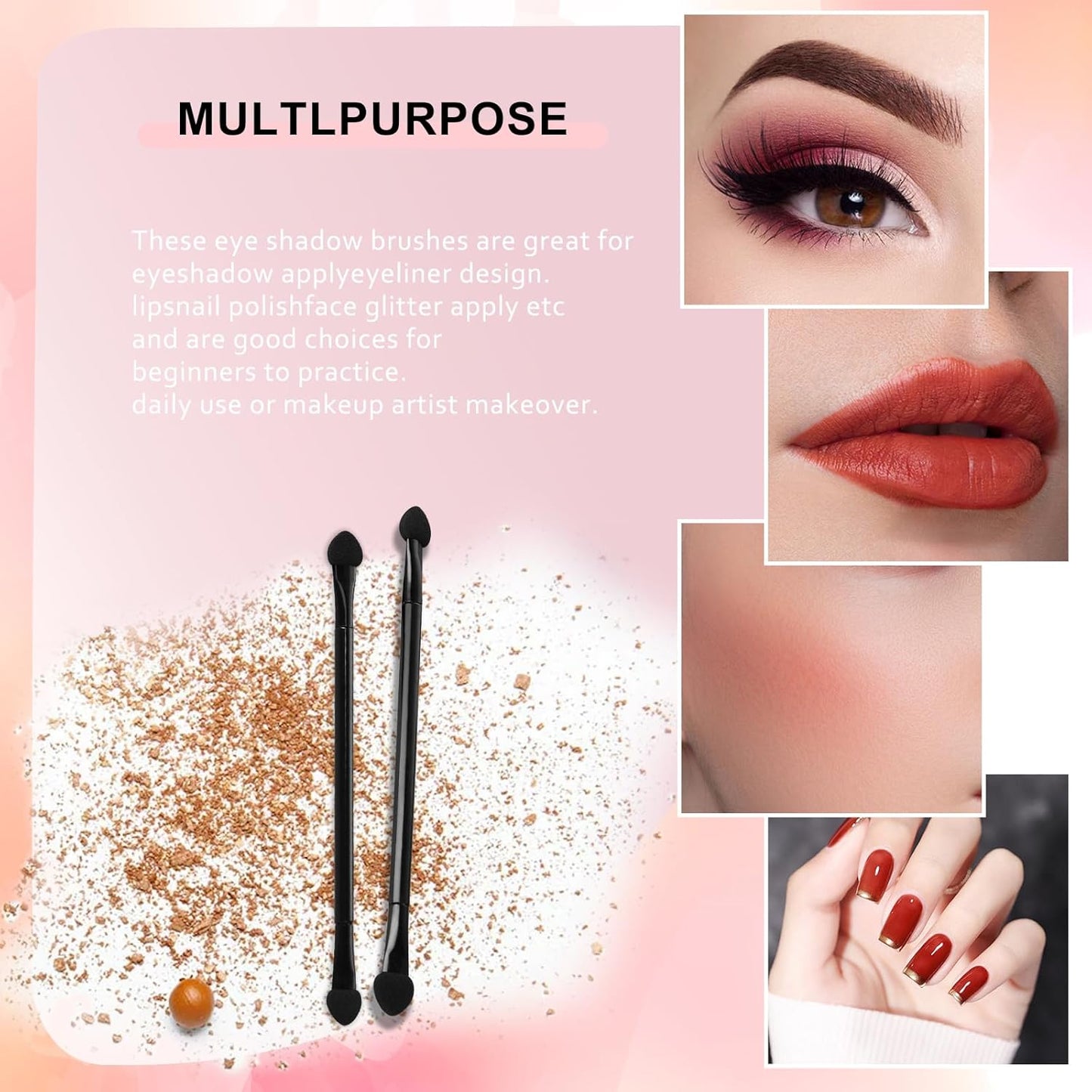 30 PCS Professional Disposable Dual Side Sponge Eyeshadow Brush, Double Head Eye shadow Brushes Makeup Applicator Cosmetic Tools(Length: 12 cm, Round Handle, Black)