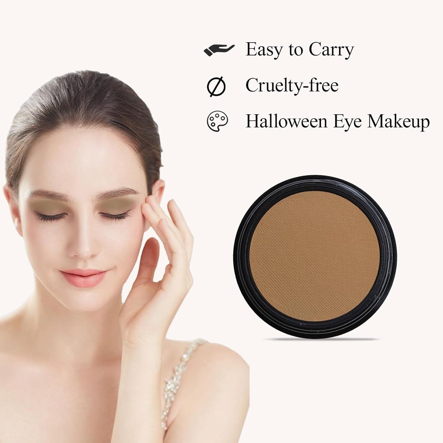 Single Taupe Eyeshadow, Pressed Powder Matte Eye-Shadow Palette Make-up, Blendable Long Lasting High Pigment Taupe Eye Makeup Halloween Eye Paint & Face Body Paint