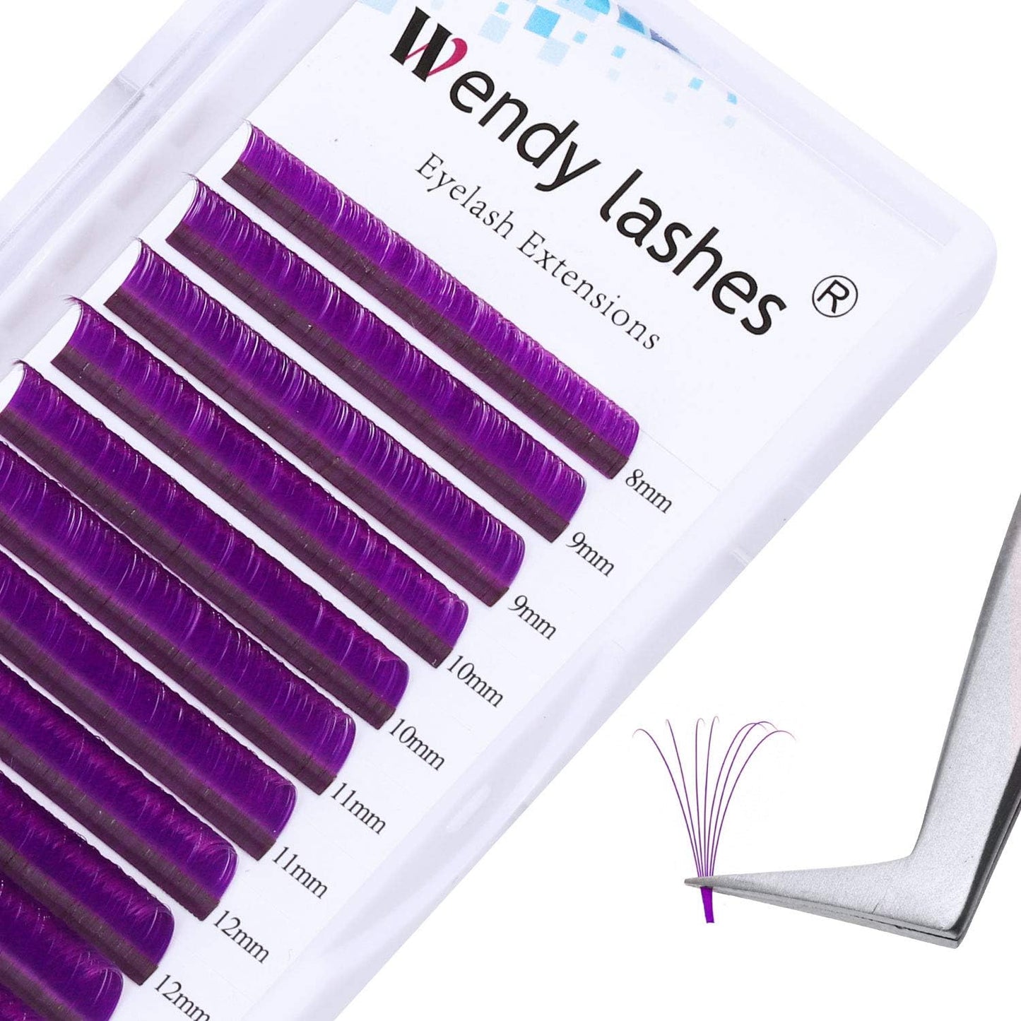 Easy Fan Volume for Lash Artists: Wendy, Handmade Fans for Eyelash Extensions, Self Fanning, Blooming, B-KH, Purple, D-0.07-8-14
