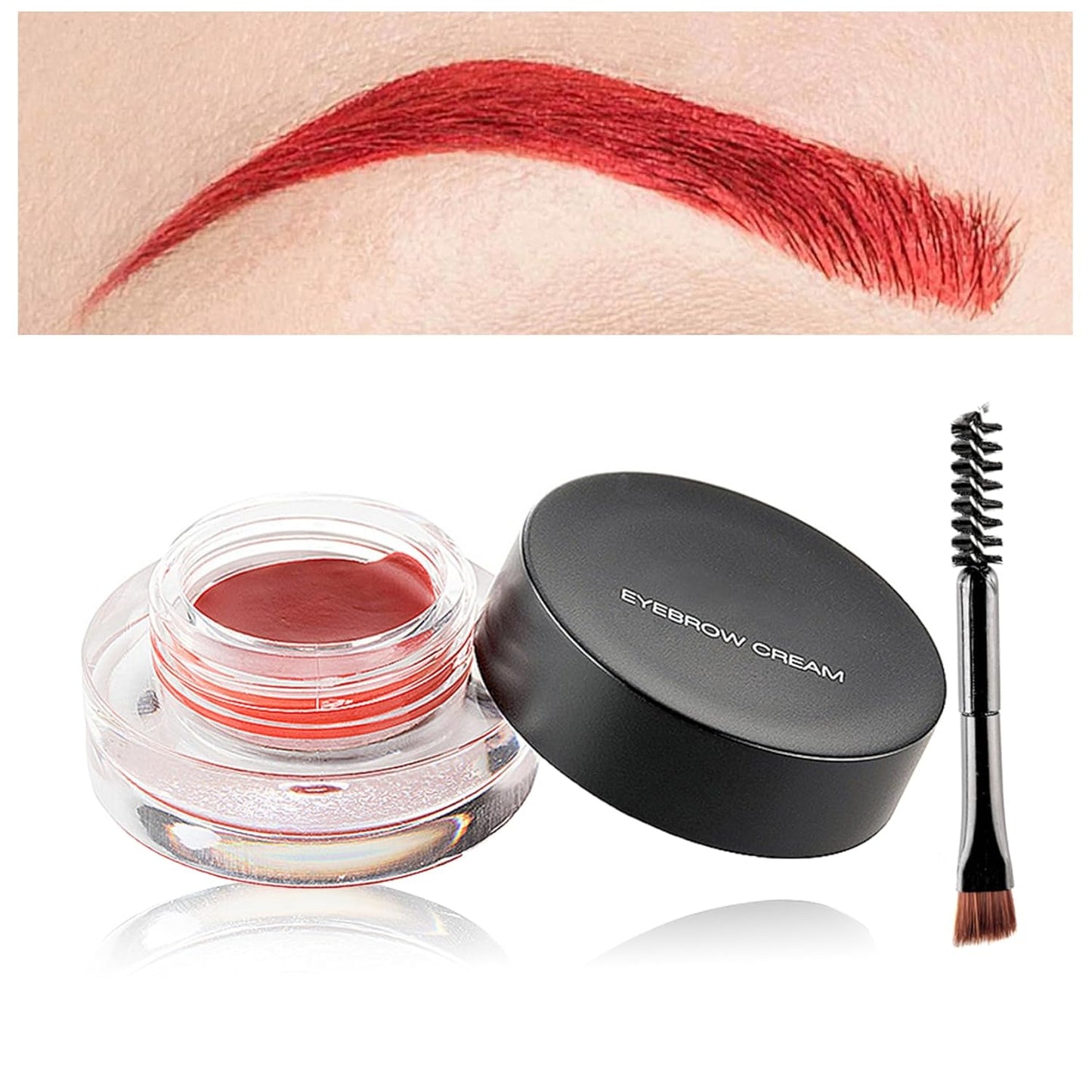 Eyebrow Pomade Cream,Brow Pomade Gel Naturally Long Lasting Waterproof,Delicate and Smooth Eye Brow Makeup Cosmetics with Eyebrow Brush - Bright Red
