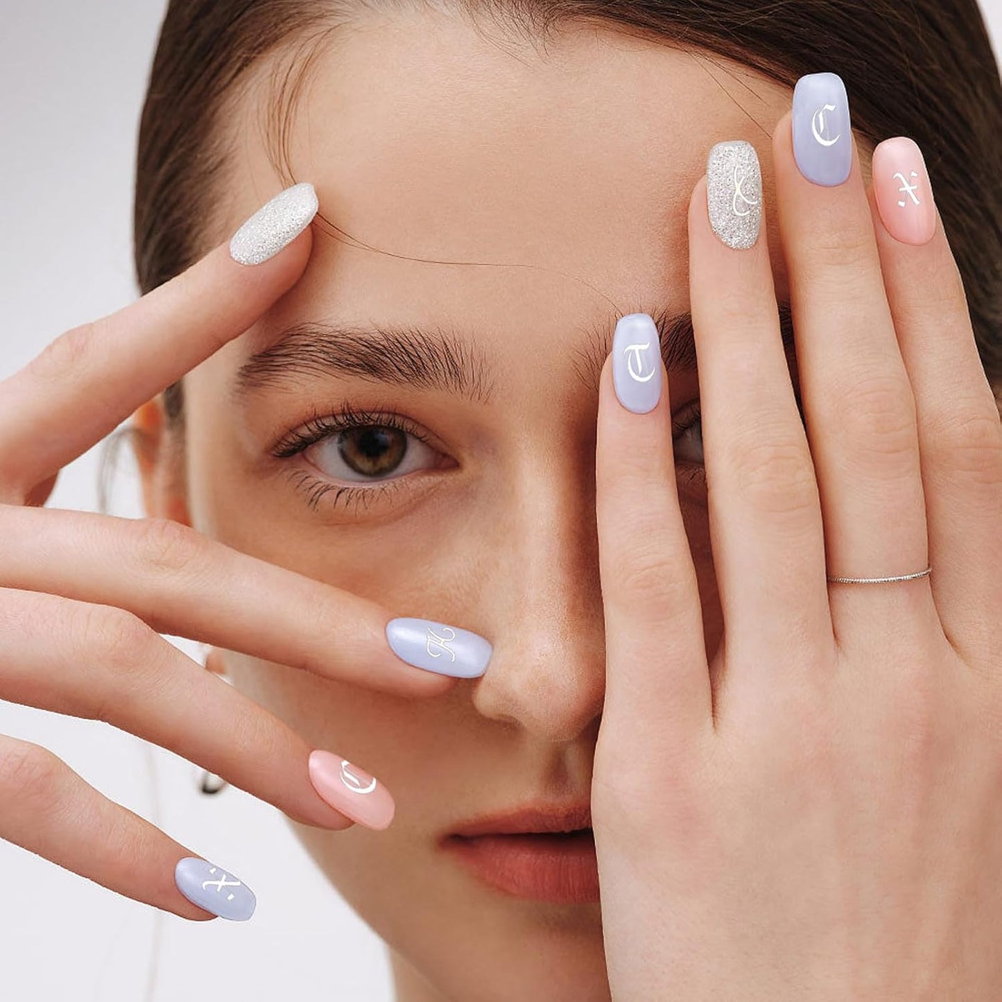 18 PCS Retro English Letters Nail Stickers, 3D Self-Adhesive Black White Gold Silver Design Nail Decals, Nails Stickers for Women DIY Nails Art Manicure Decoration