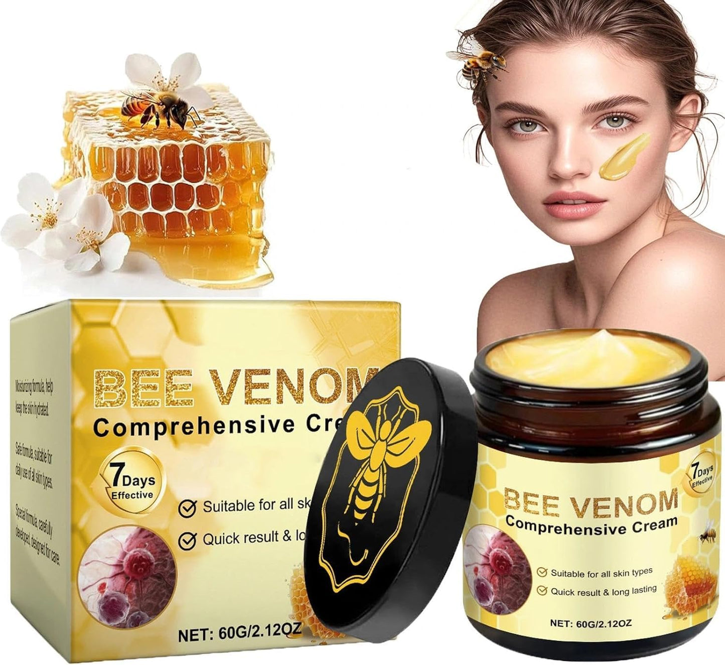 Bee Venom Skin Treatment Cream, Bee Venom Repair Cream, Suitable for All Skin Types