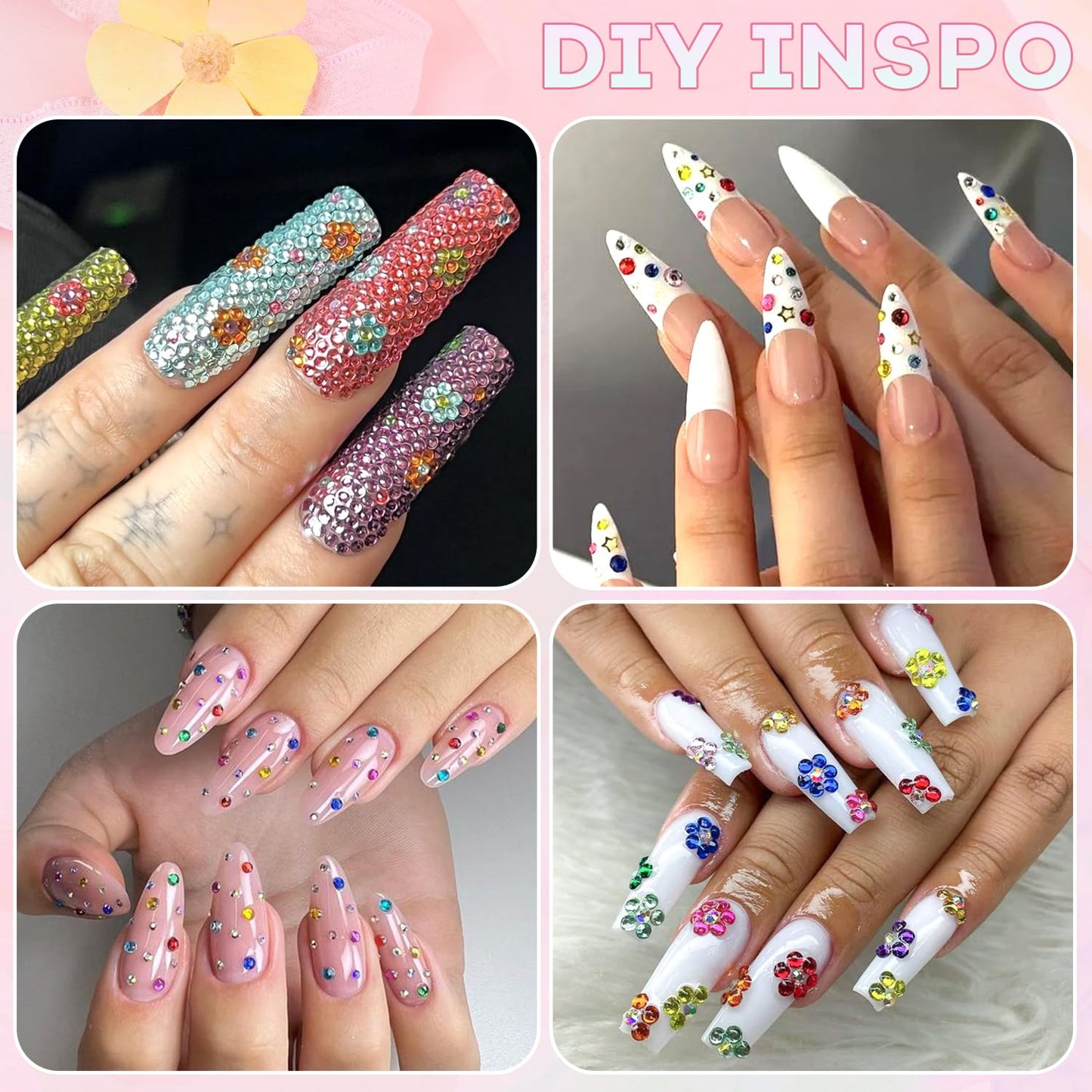 5000Pcs Small Resin Rhinestones for Nail Art, Colorful Rhinestone 2/3MM Flatback Bedazzling Gems, Nail Rhinestones and Gems Crystals Charm for Acrylic Tips Manicure Decor